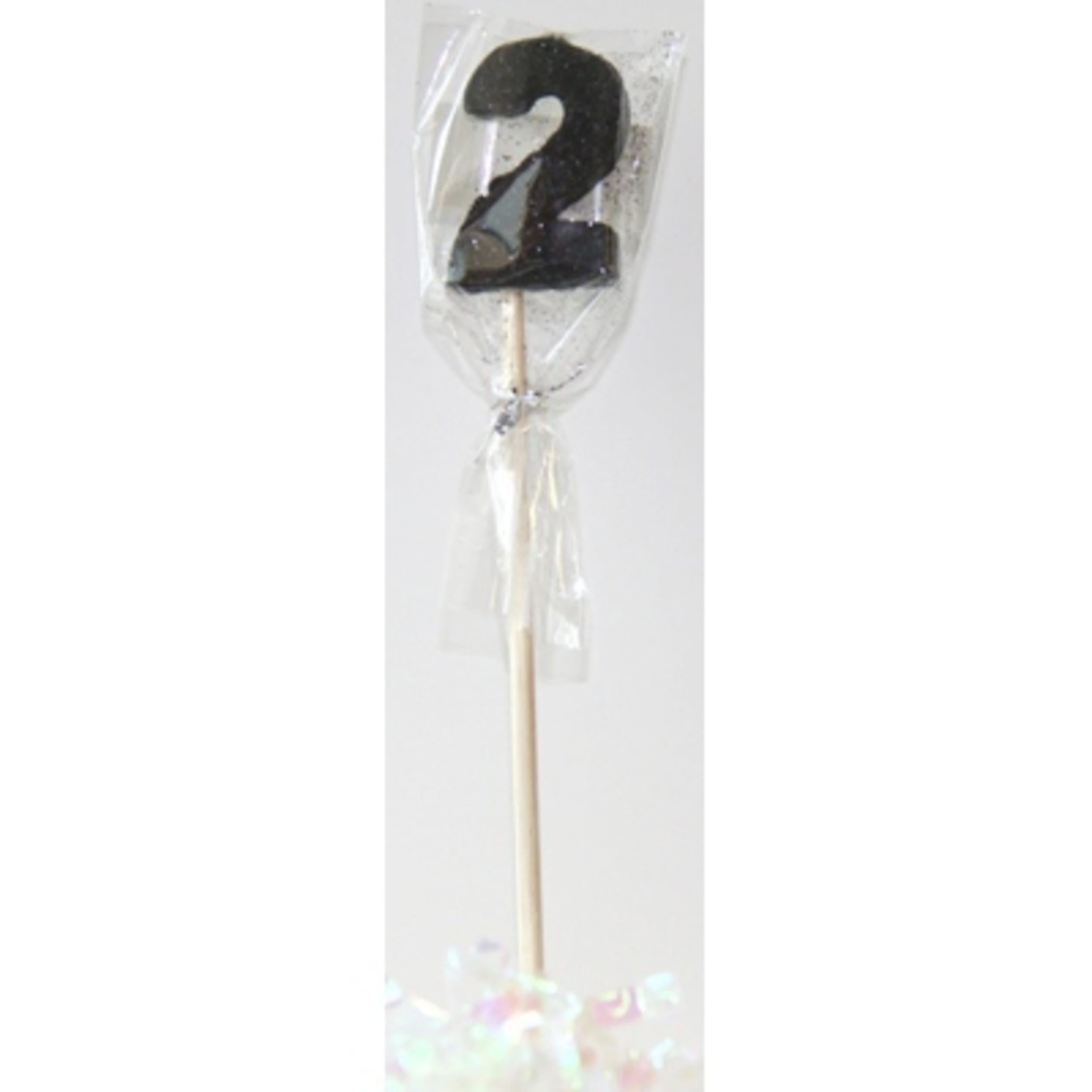 Occasions Black Glitter Long Stick Candle #2