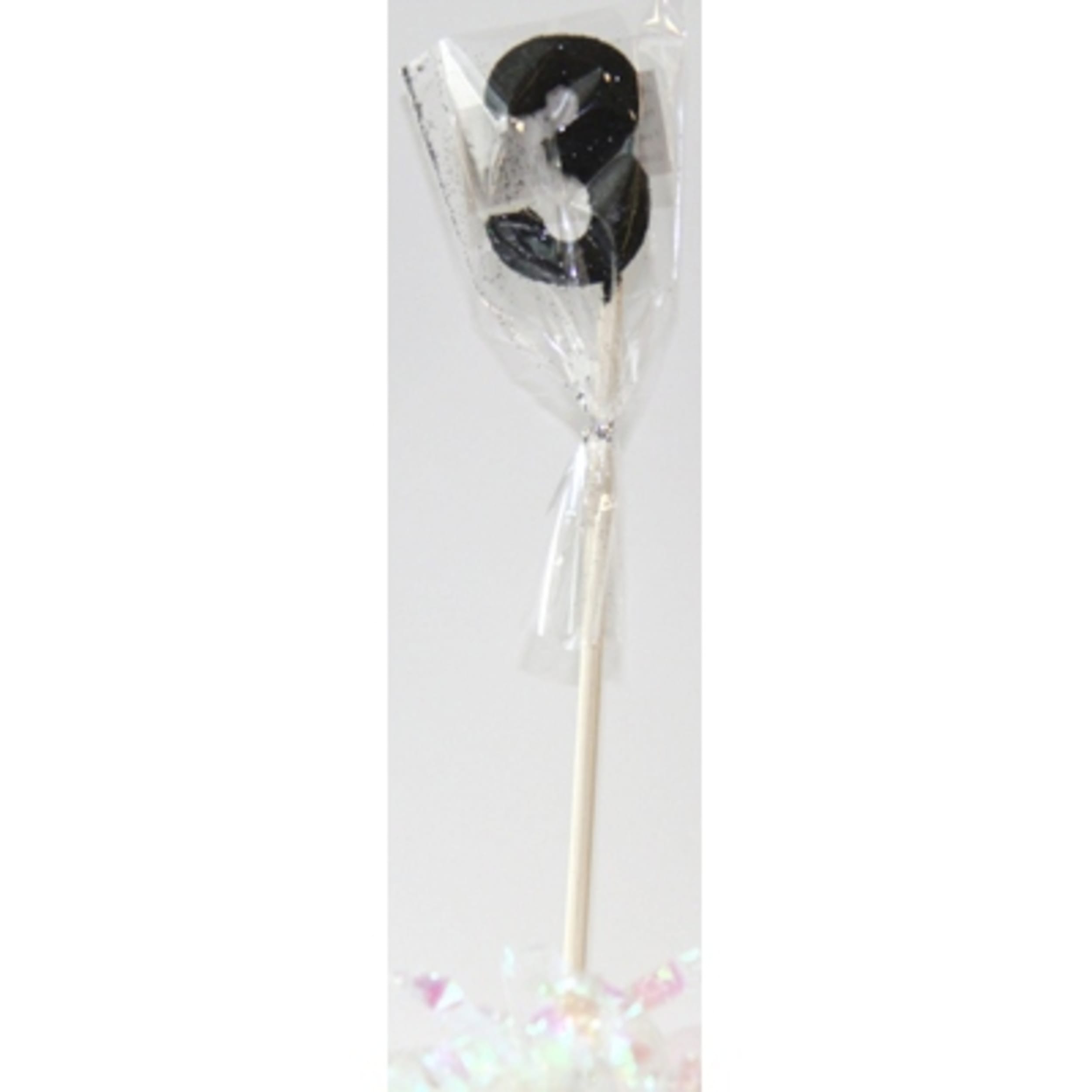 Occasions Black Glitter Long Stick Candle #3