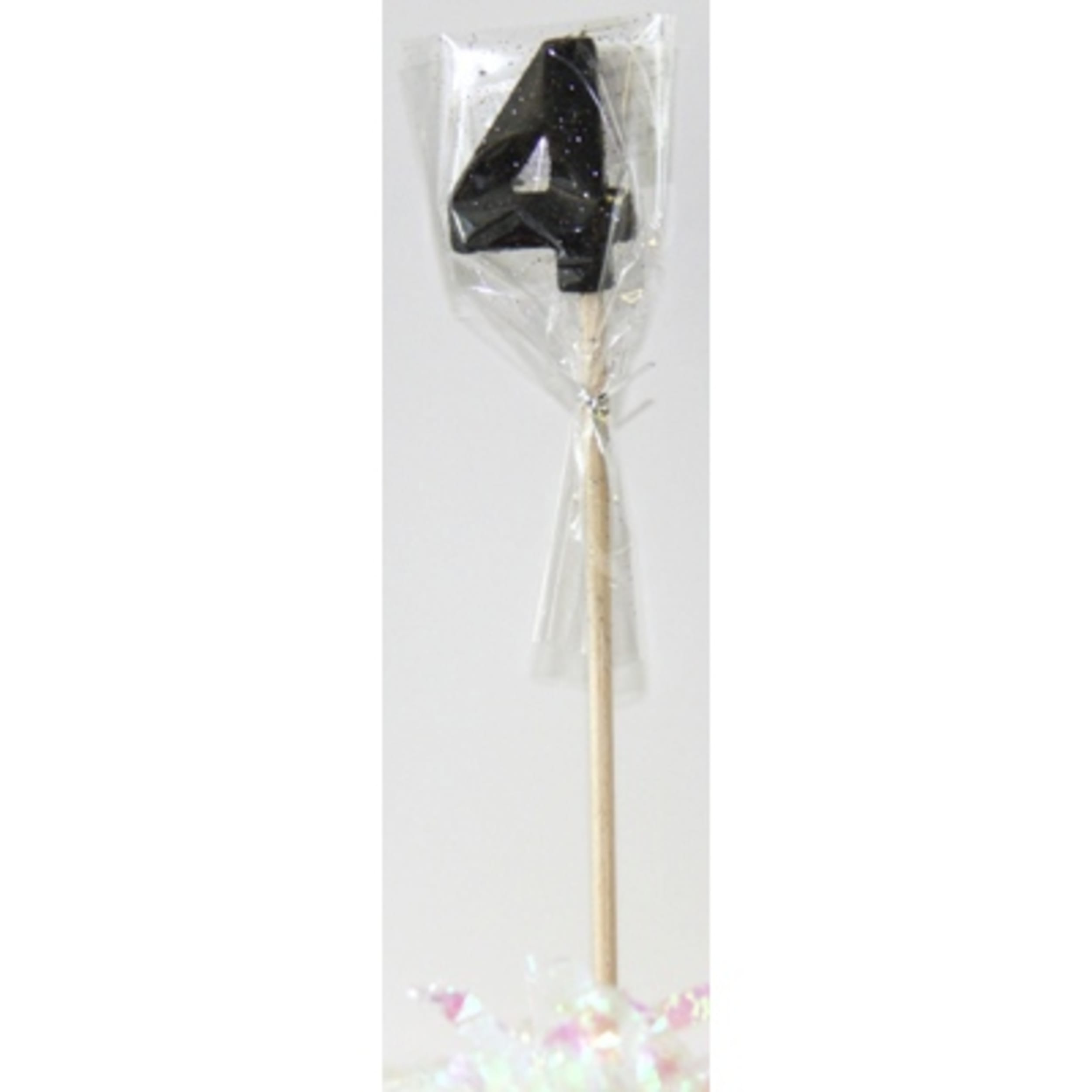 Occasions Black Glitter Long Stick Candle #4