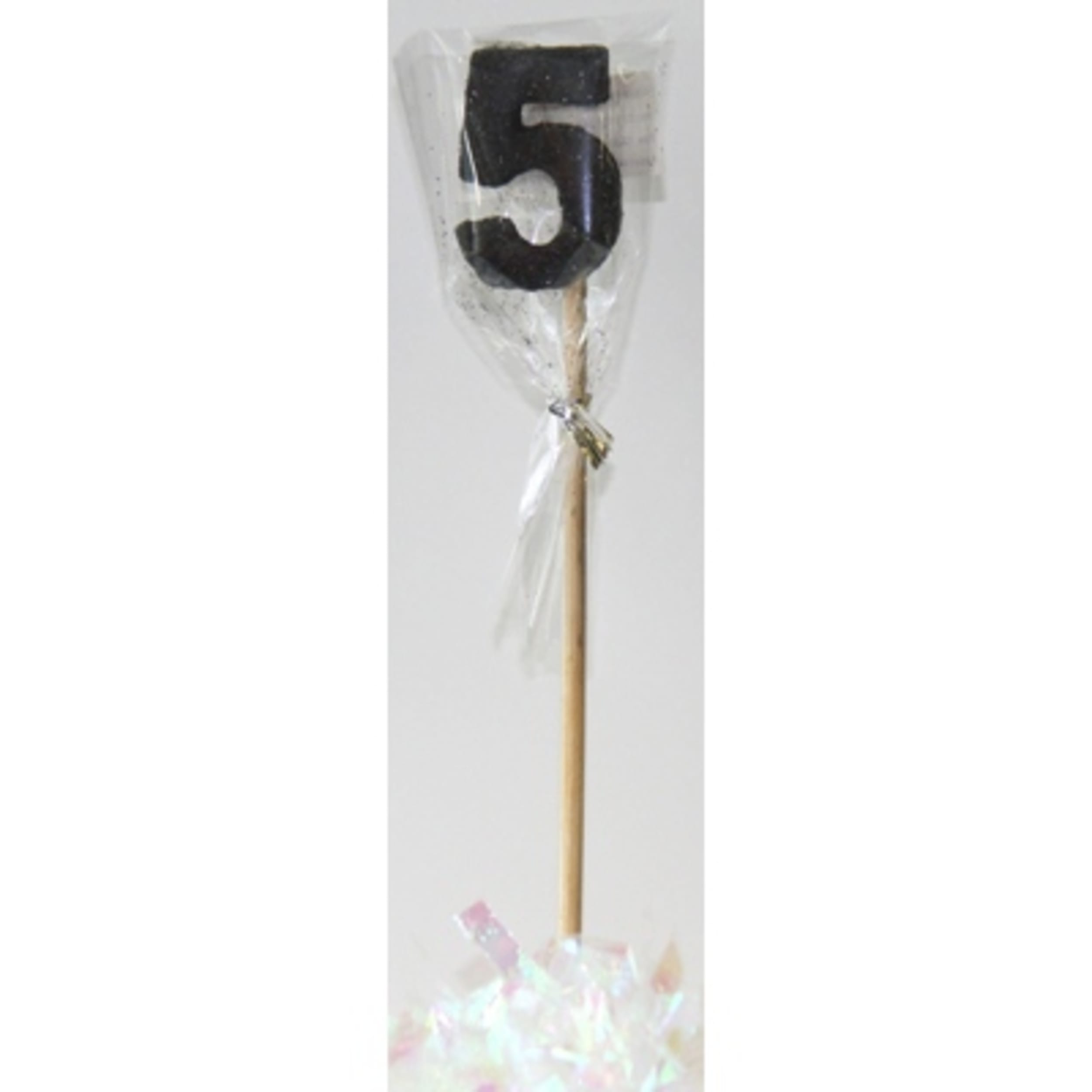 Occasions Black Glitter Long Stick Candle #5