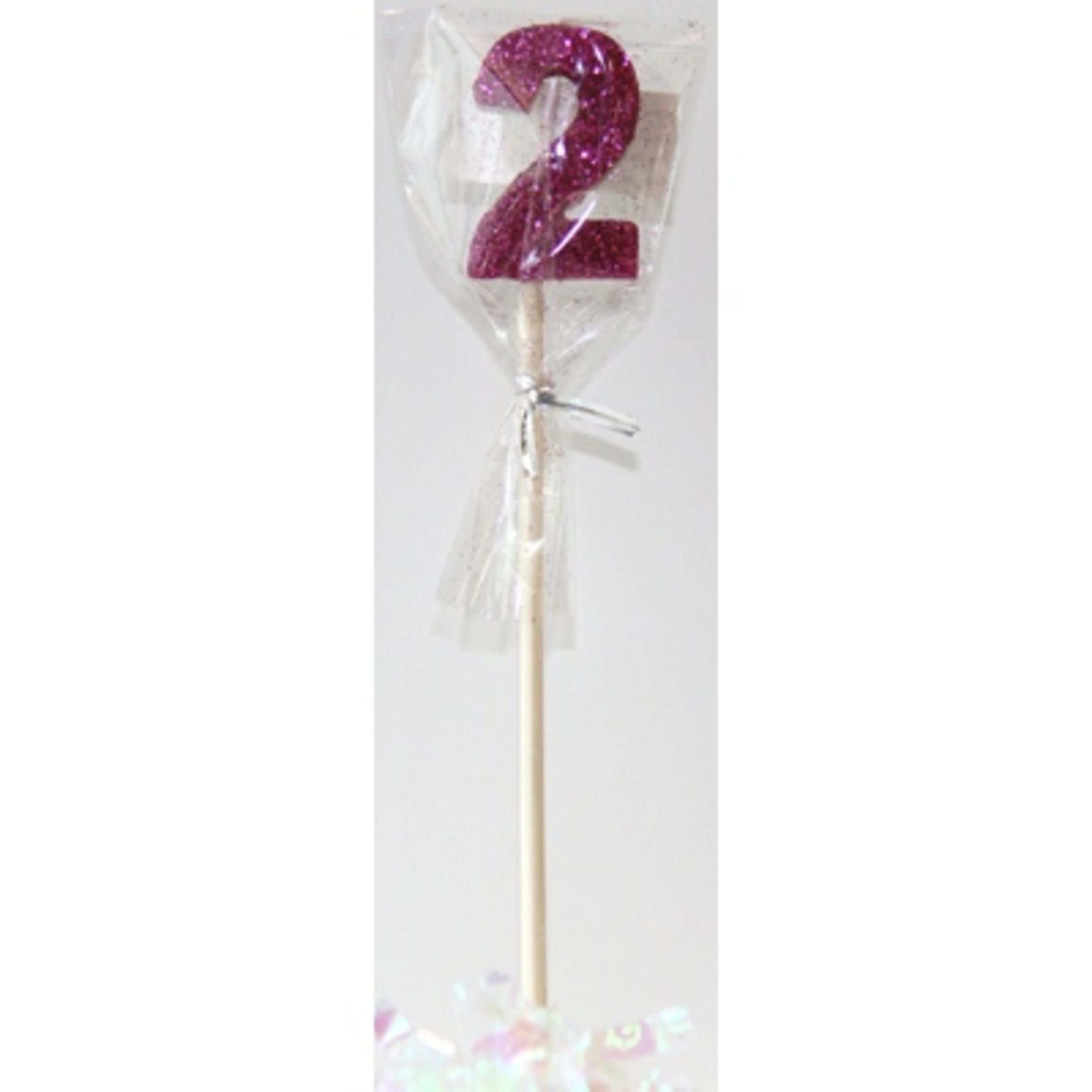 Occasions Pink Glitter Long Stick Candle #2