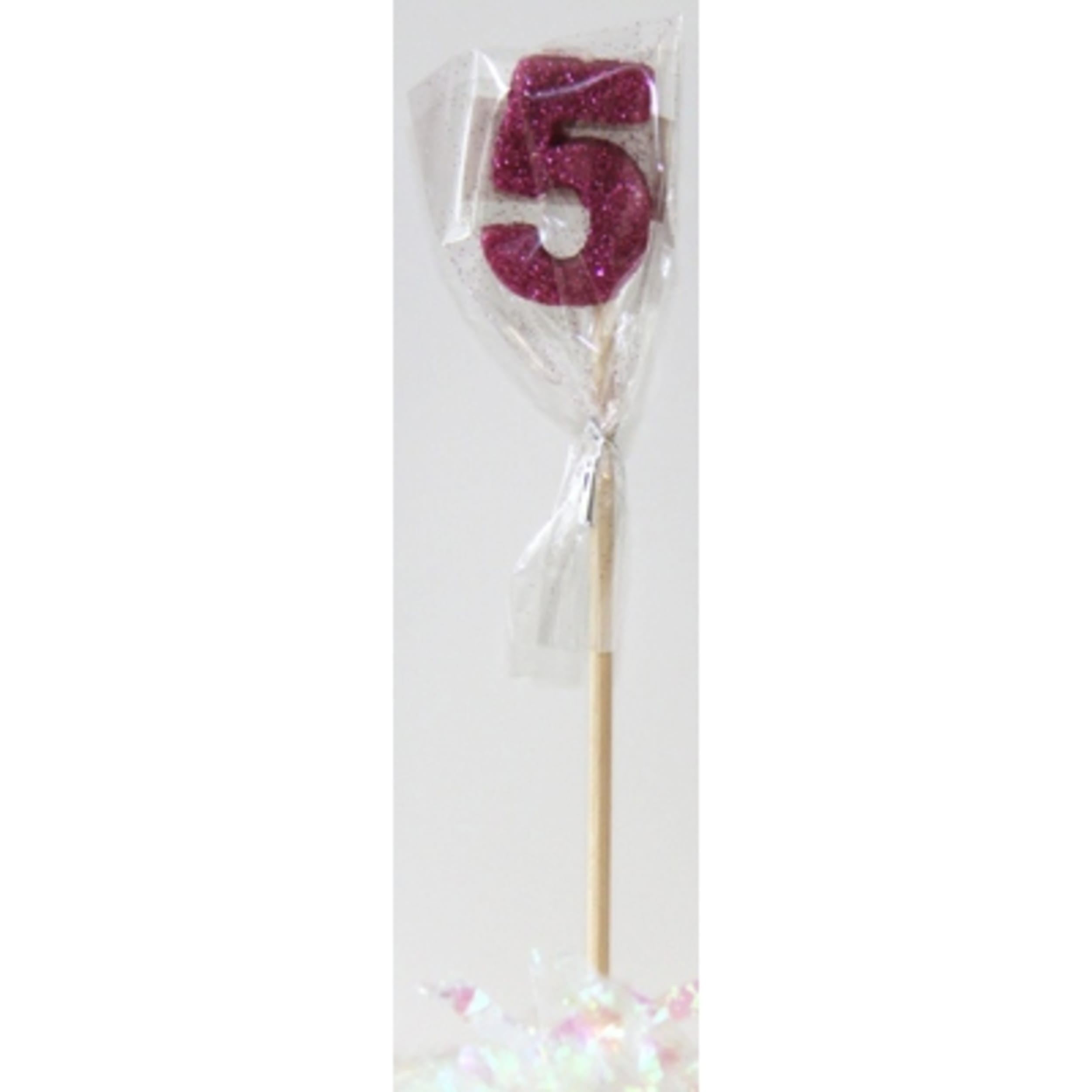 Occasions Pink Glitter Long Stick Candle #5