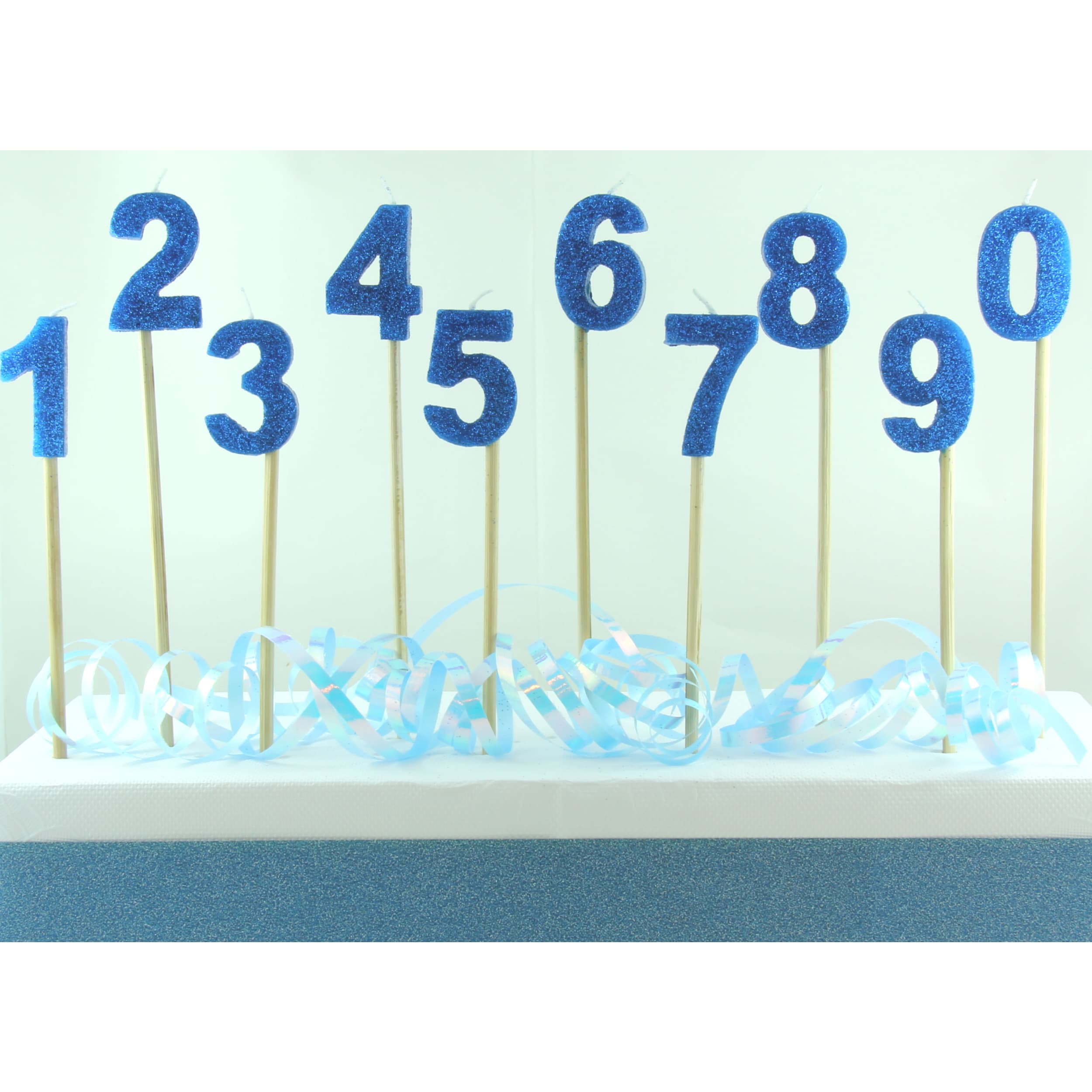 Occasions Blue Glitter Long Stick Candle #7