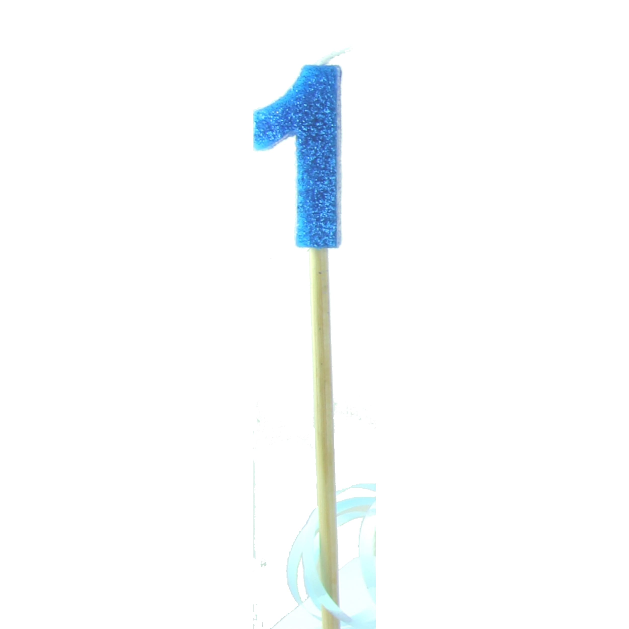 Occasions Blue Glitter Long Stick Candle #1