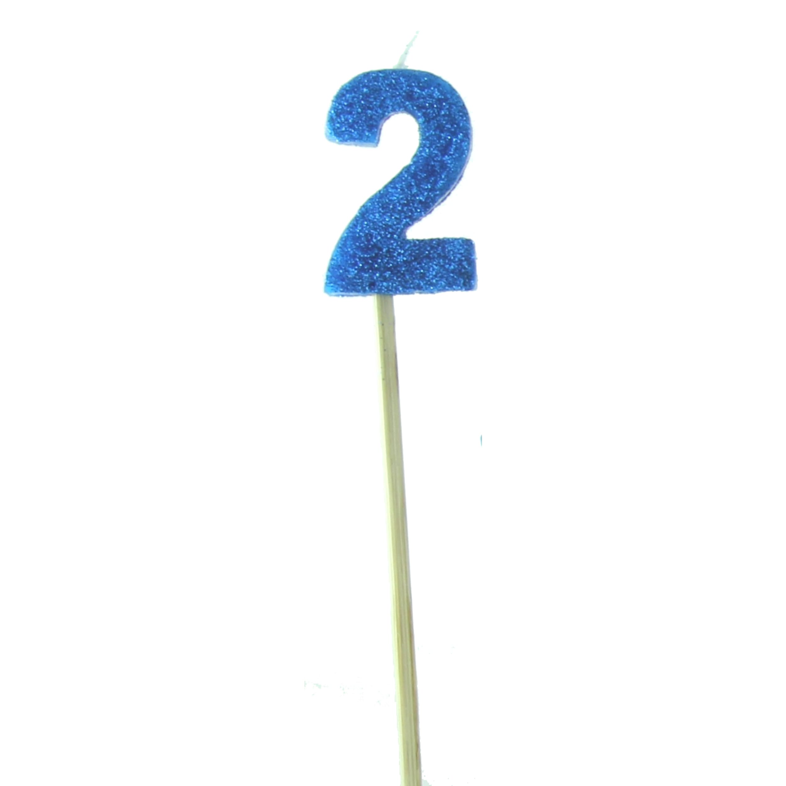 Occasions Blue Glitter Long Stick Candle #2