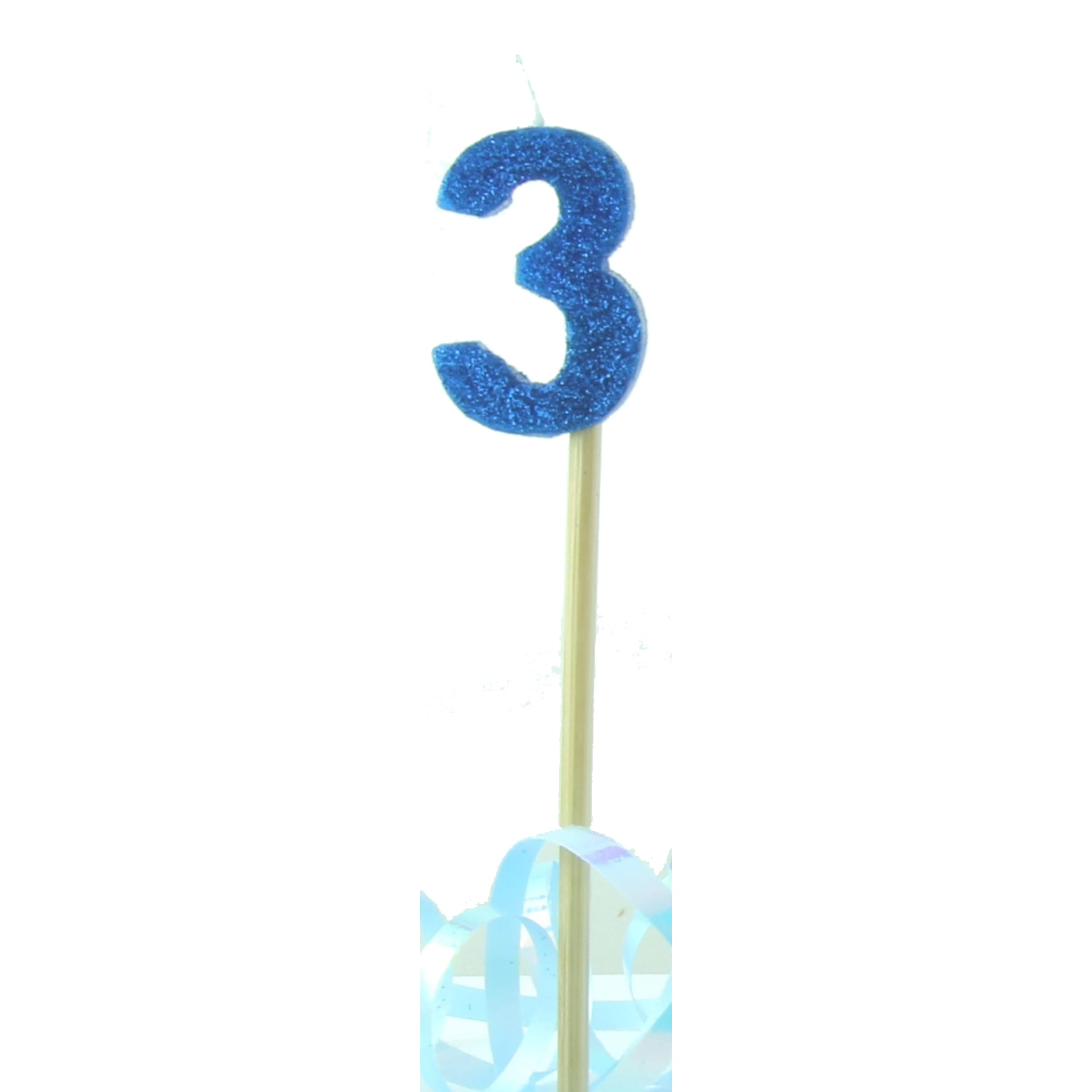 Occasions Blue Glitter Long Stick Candle #3