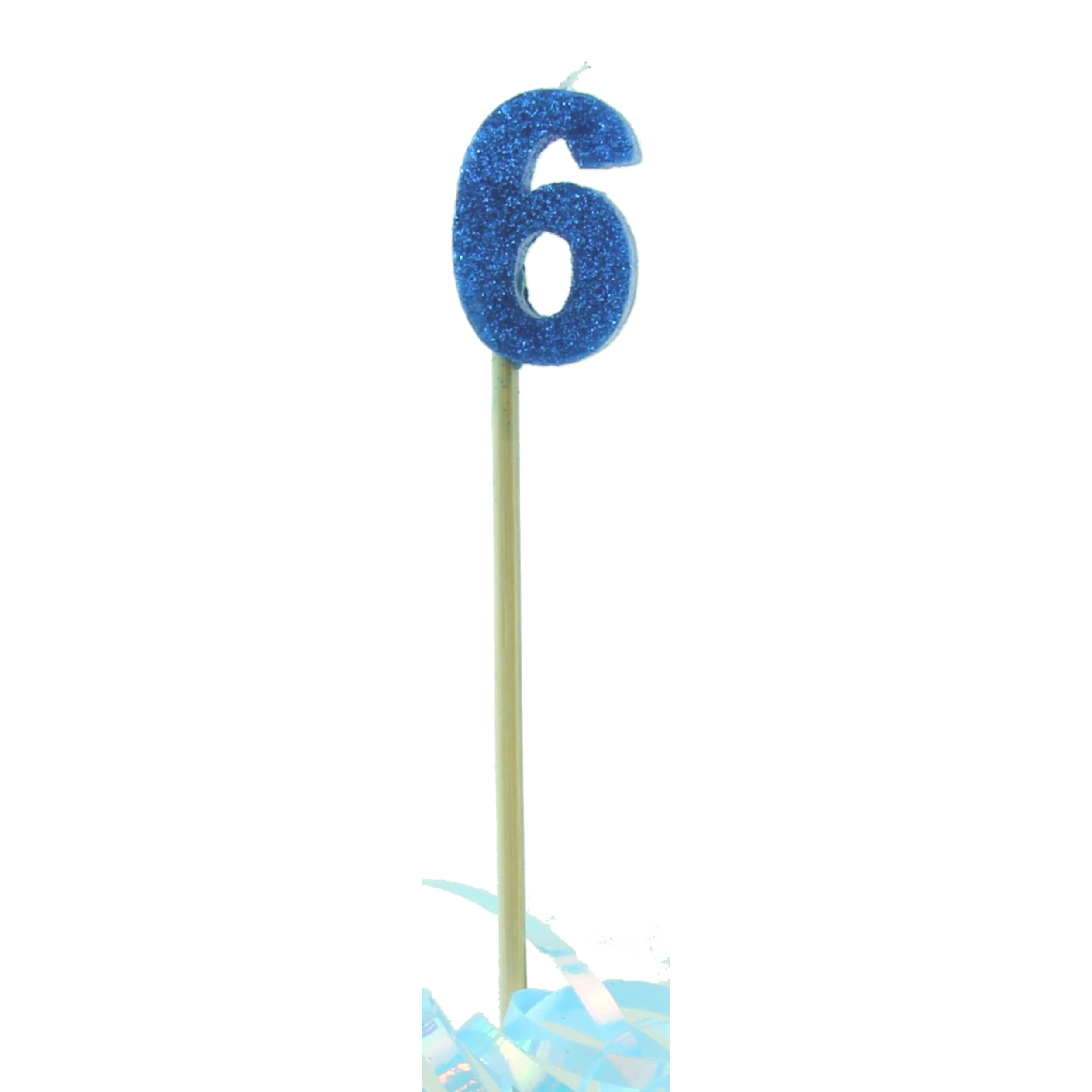 Occasions Blue Glitter Long Stick Candle #6