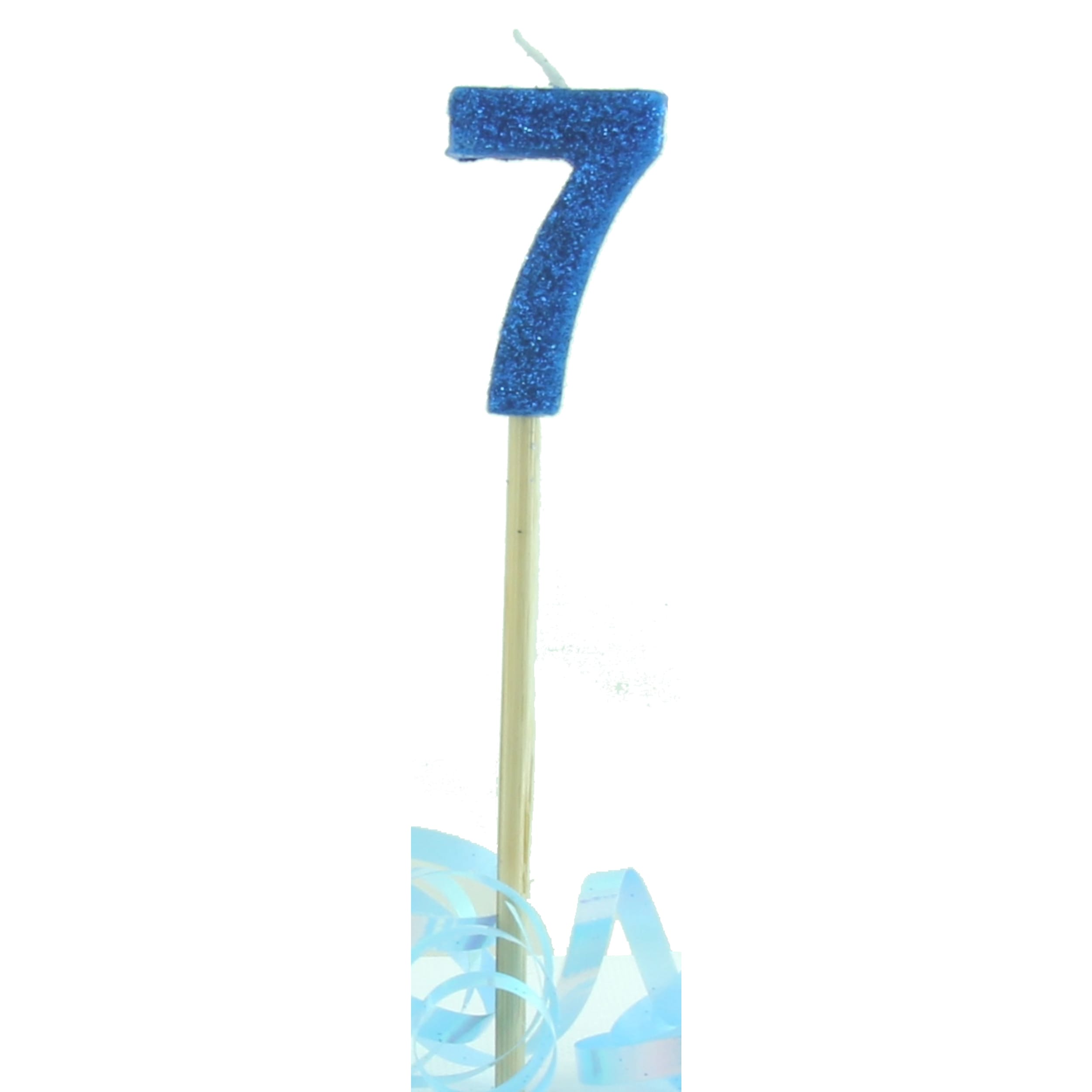 Occasions Blue Glitter Long Stick Candle #7