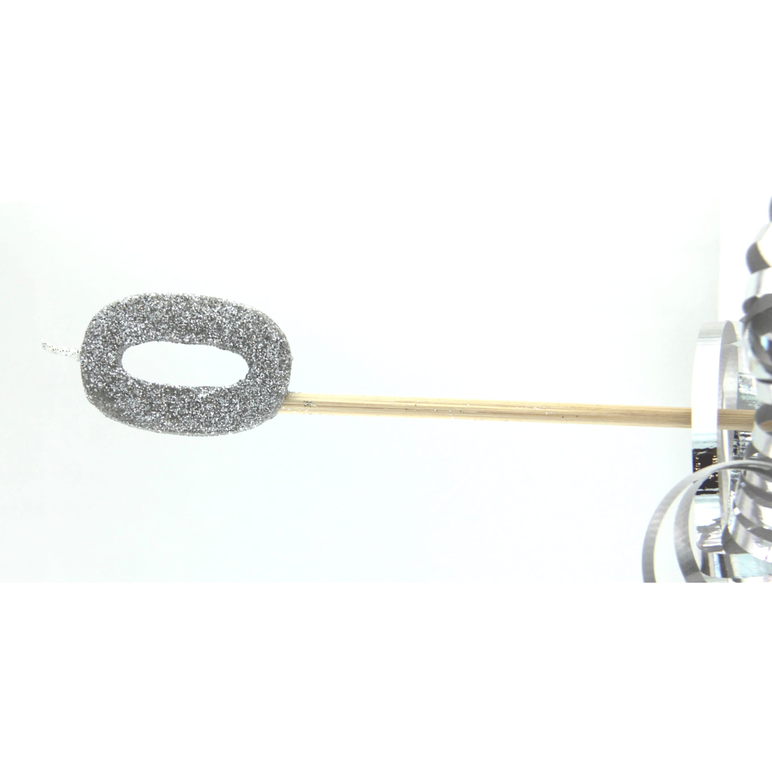 Occasions Silver Glitter Long Stick Candle #0