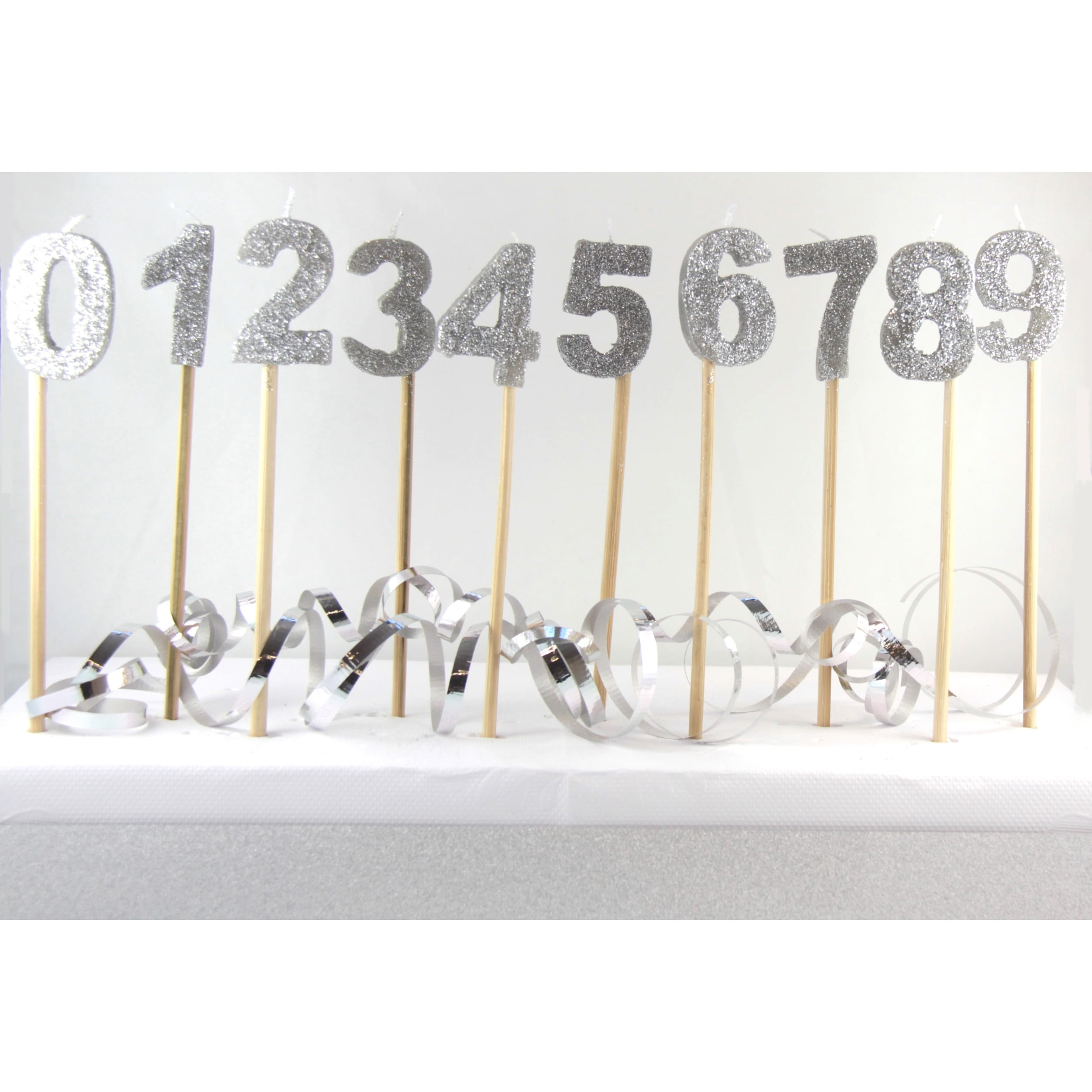 Occasions Silver Glitter Long Stick Candle #7