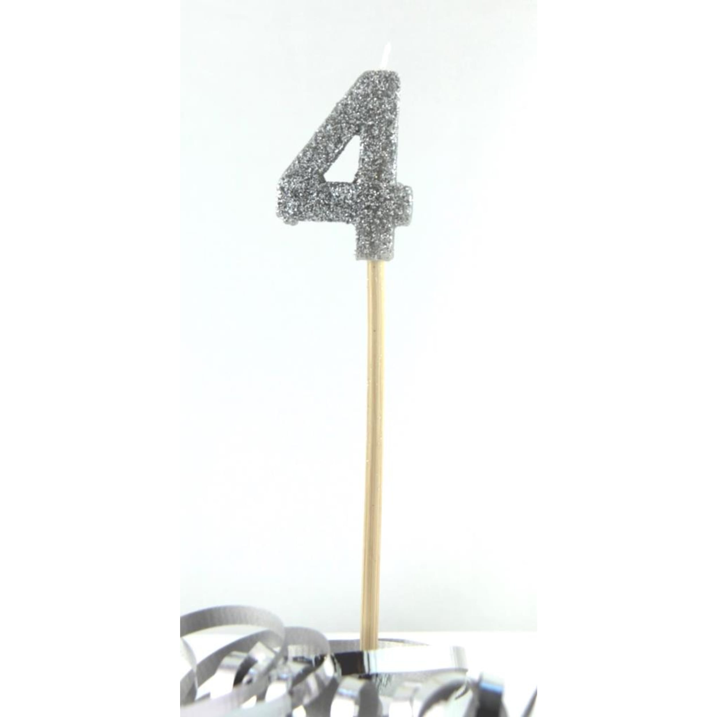 Occasions Silver Glitter Long Stick Candle #4