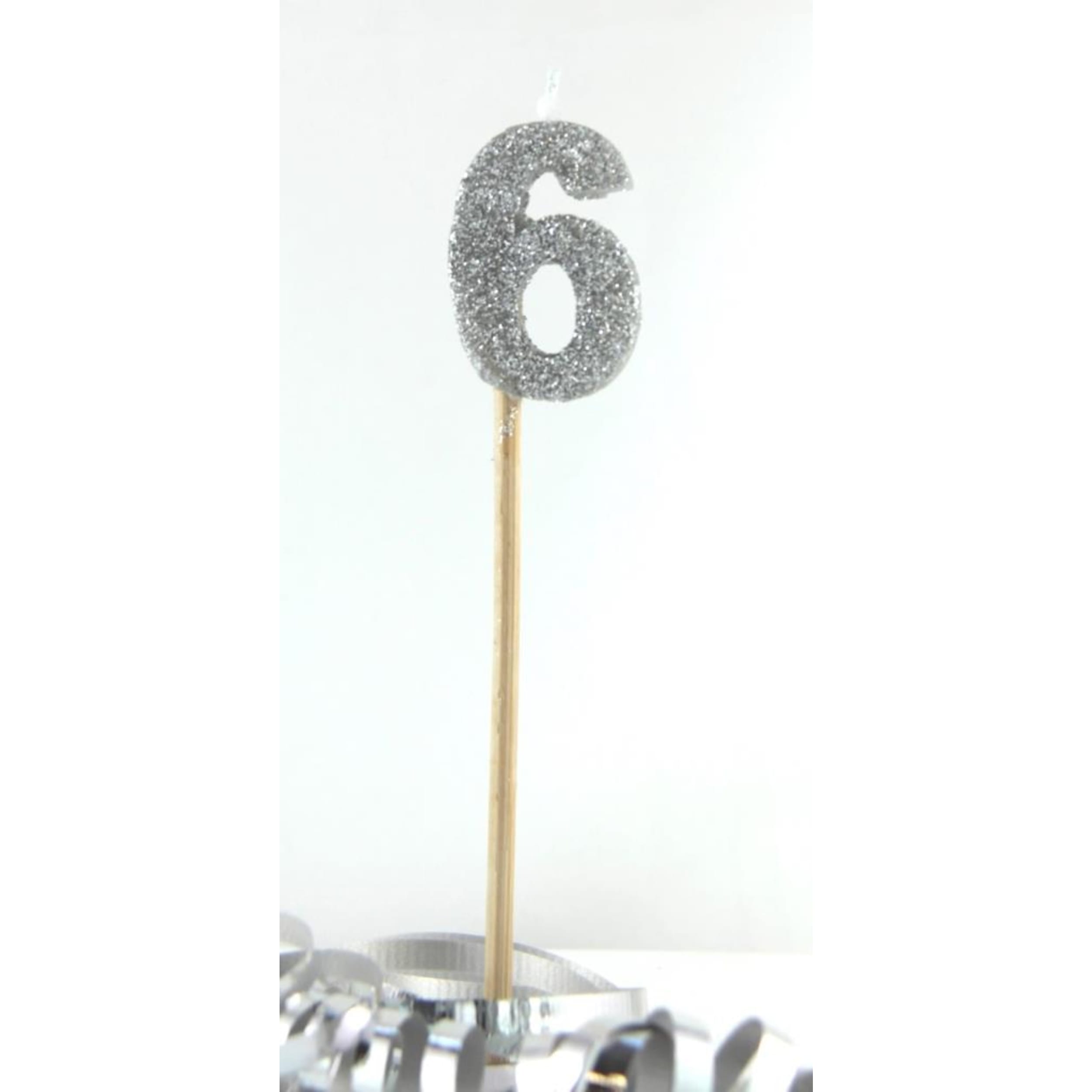 Occasions Silver Glitter Long Stick Candle #6