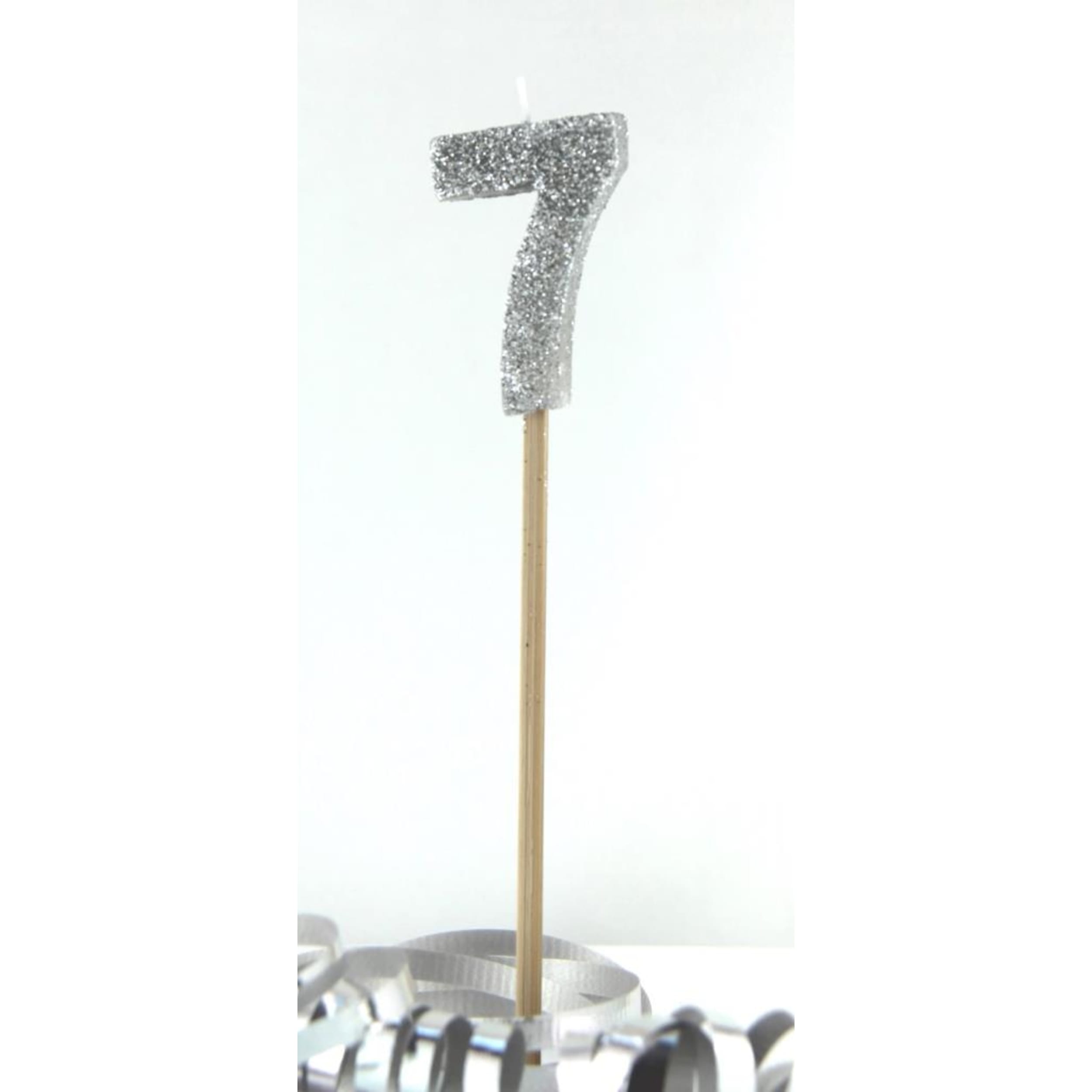 Occasions Silver Glitter Long Stick Candle #7