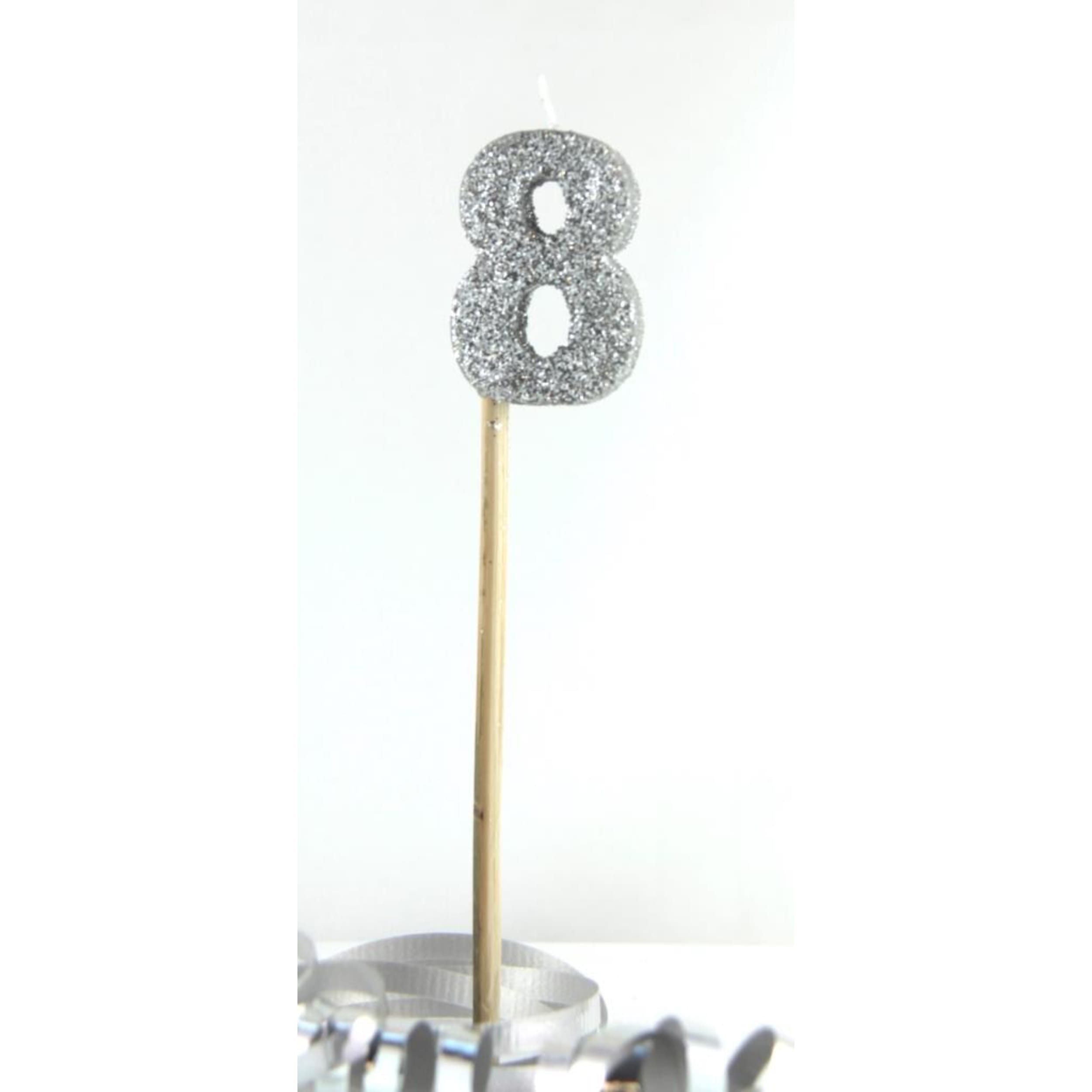 Occasions Silver Glitter Long Stick Candle #8