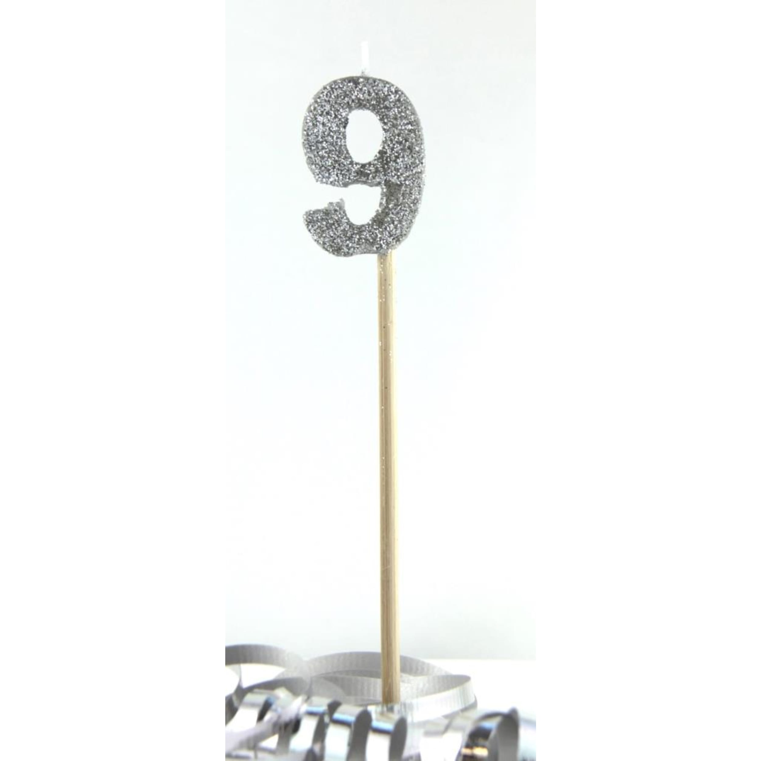 Occasions Silver Glitter Long Stick Candle #9