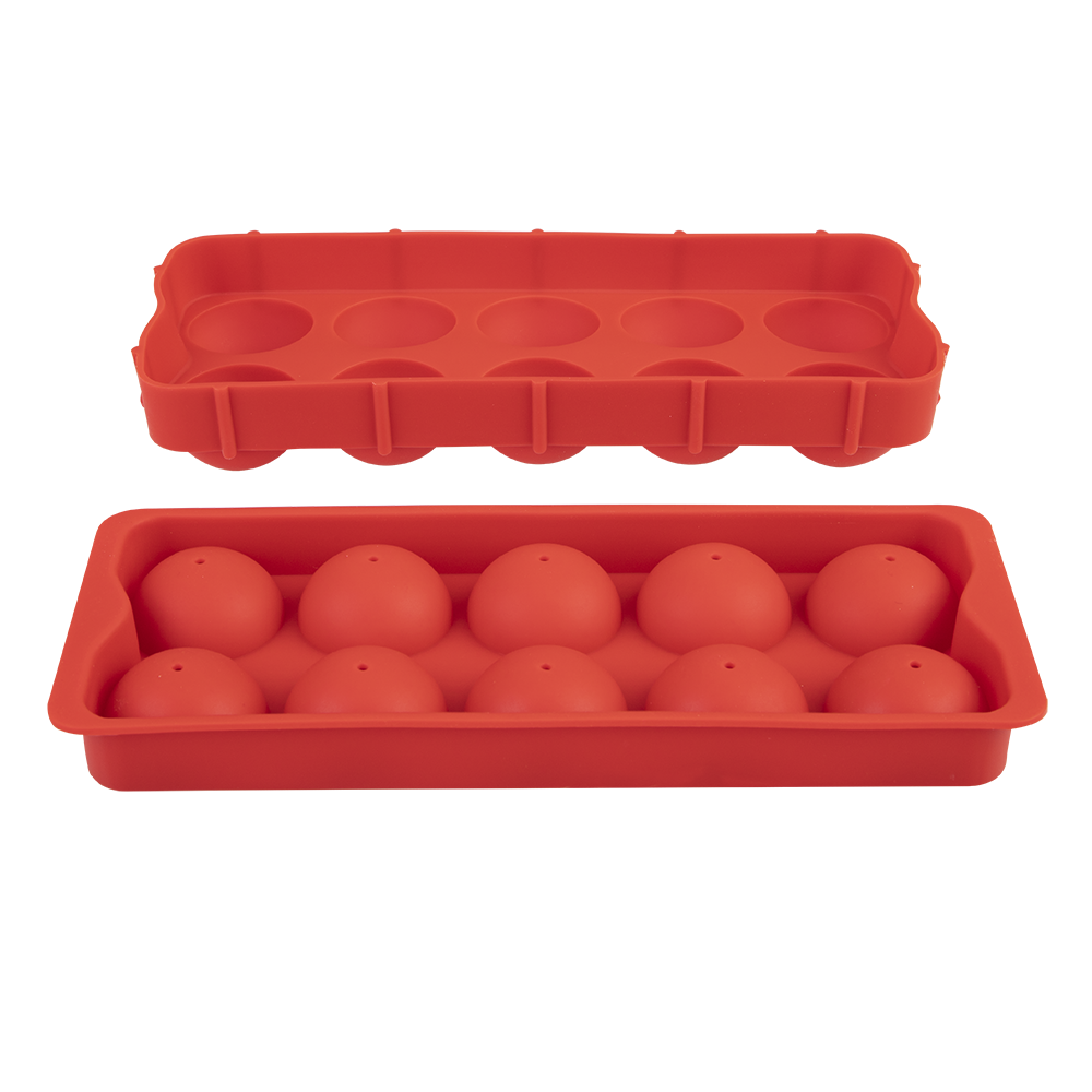 Appetito Silicone Round Ice Cube Tray  - Red