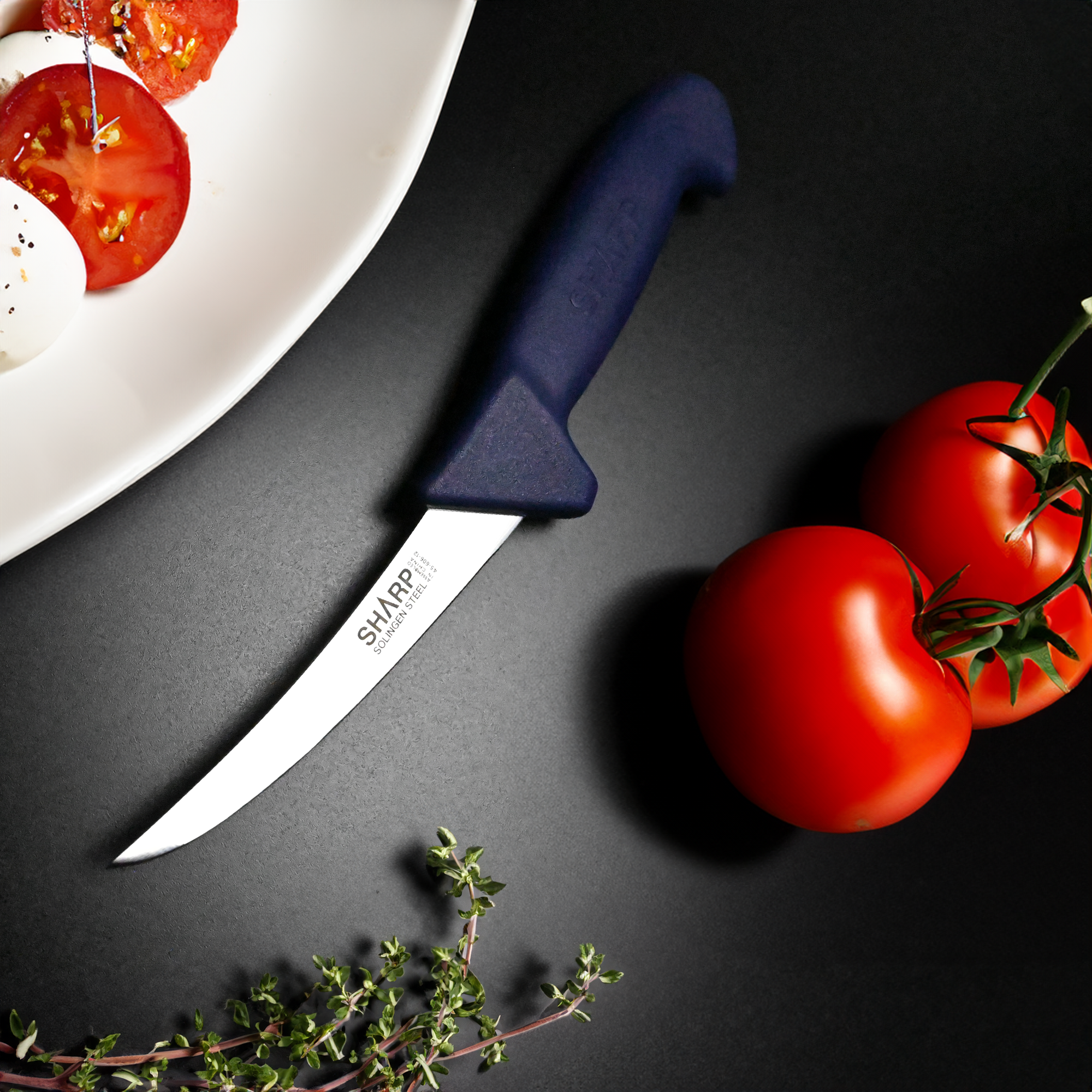 SHARP Boning Knife Narrow Curved Blade  12cm - Blue