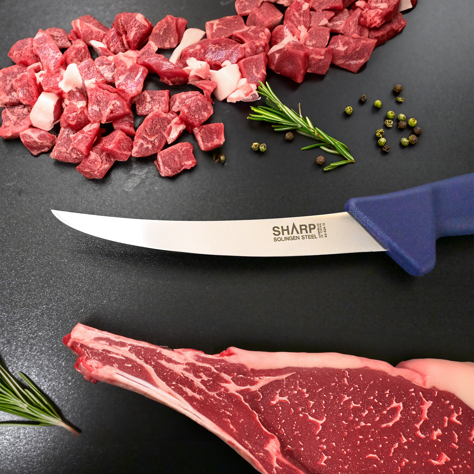 SHARP Boning Knife  Narrow Curved Blade  15cm - Blue