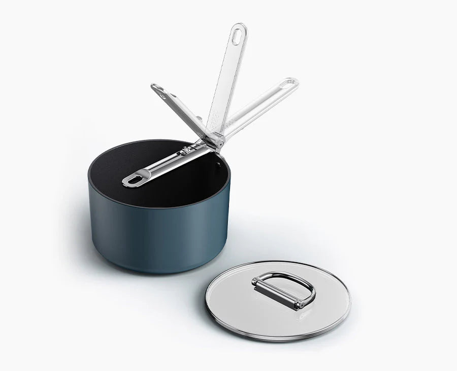 Joseph Joseph Space 19 Cm (2.9 Qt) Non-Stick Saucepan With Folding  Handle And Lid