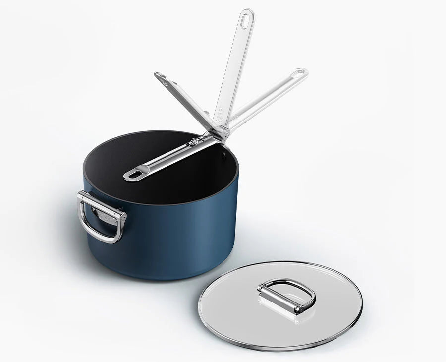 Joseph Joseph Space 23 Cm (5.4 Qt) Non-Stick Saucepan With Folding  Handle And Lid