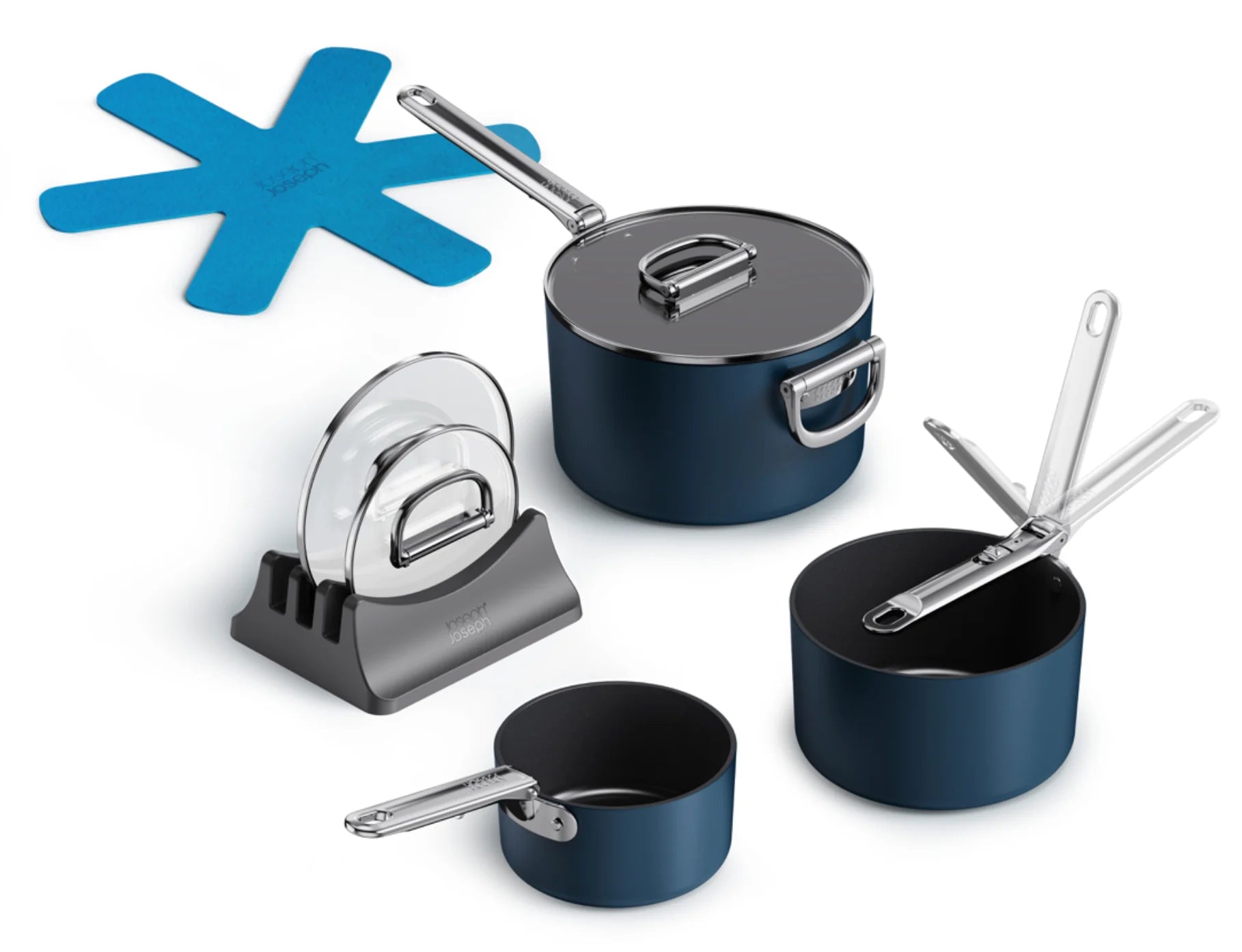 Joseph Joseph Space 3-Piece Non-Stick Saucepan Set With Folding Handles