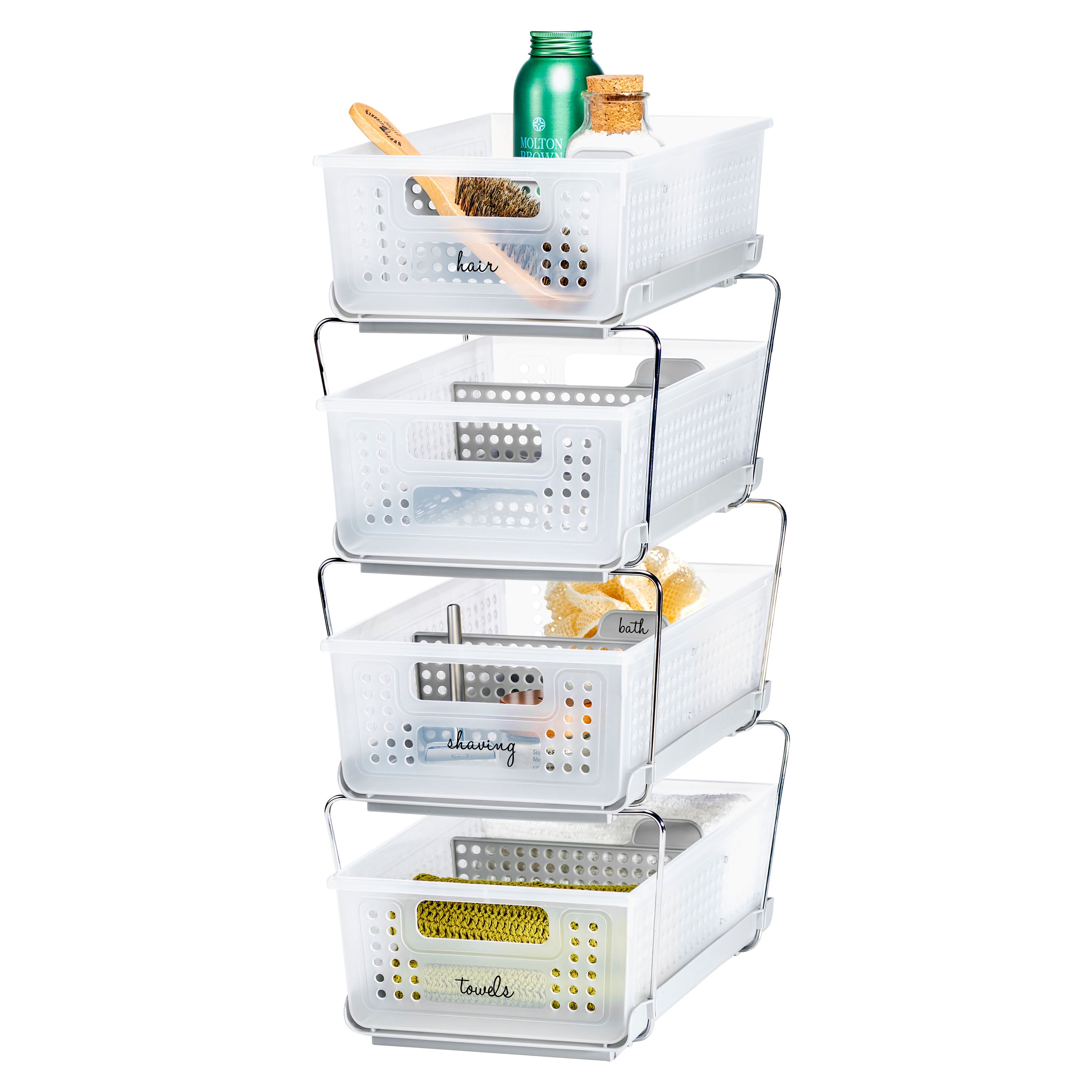 Madesmart Two Level Storage with Dividers  - Frost/Grey