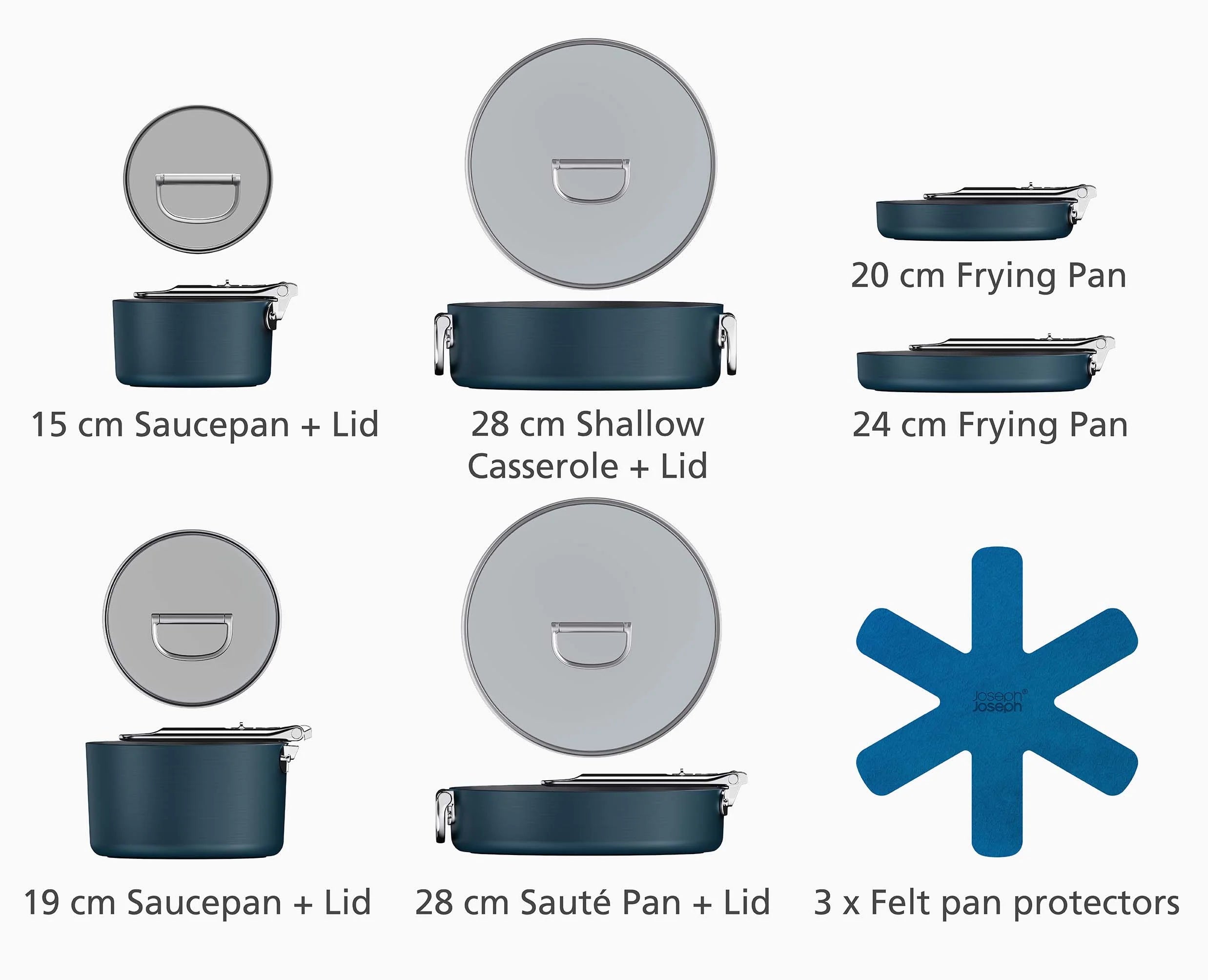 Joseph Joseph Space 6-Piece Non-Stick Cookware Set With Folding Handles