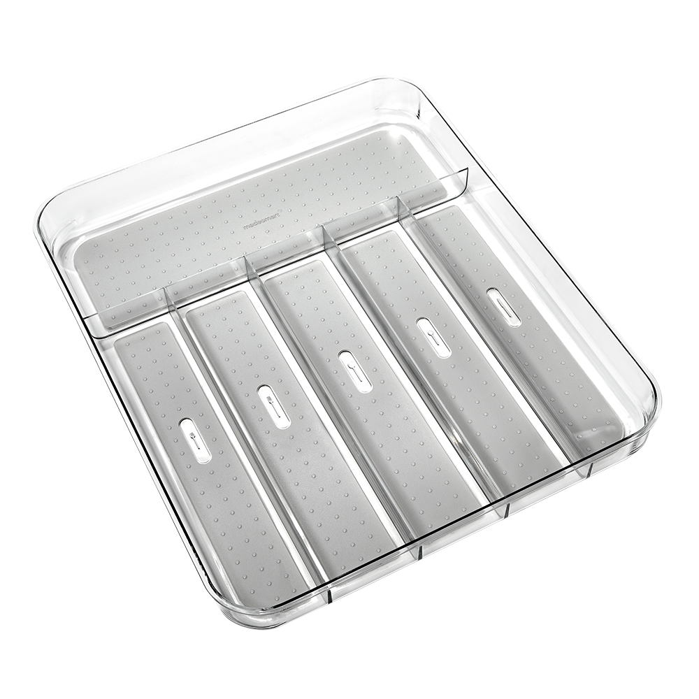 Madesmart Clear Soft Grip Cutlery Tray 39.8 x 33 x 4.8cm - Grey