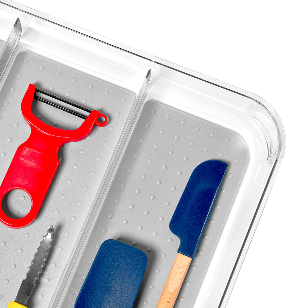 Madesmart Clear Soft Grip Utensil Tray 40 x 32.7 x 4.8cm - Grey