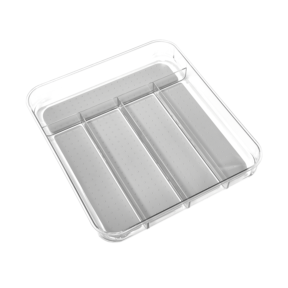 Madesmart Clear Soft Grip 5 Compartment Cutlery Tray - Grey