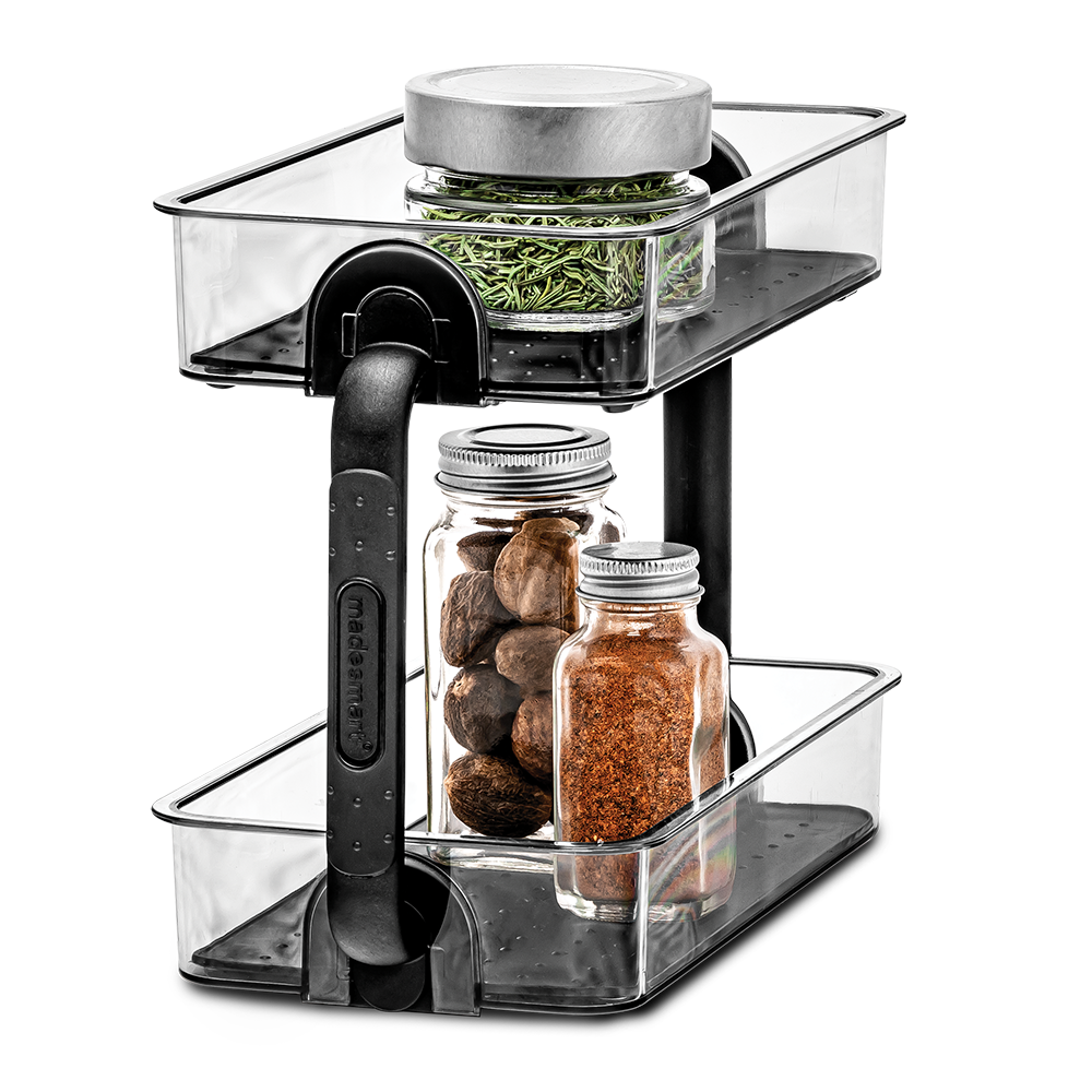 Madesmart Clear 2 Tier Spice Organiser 26.4 x 12.6 x 18.3cm - Carbon