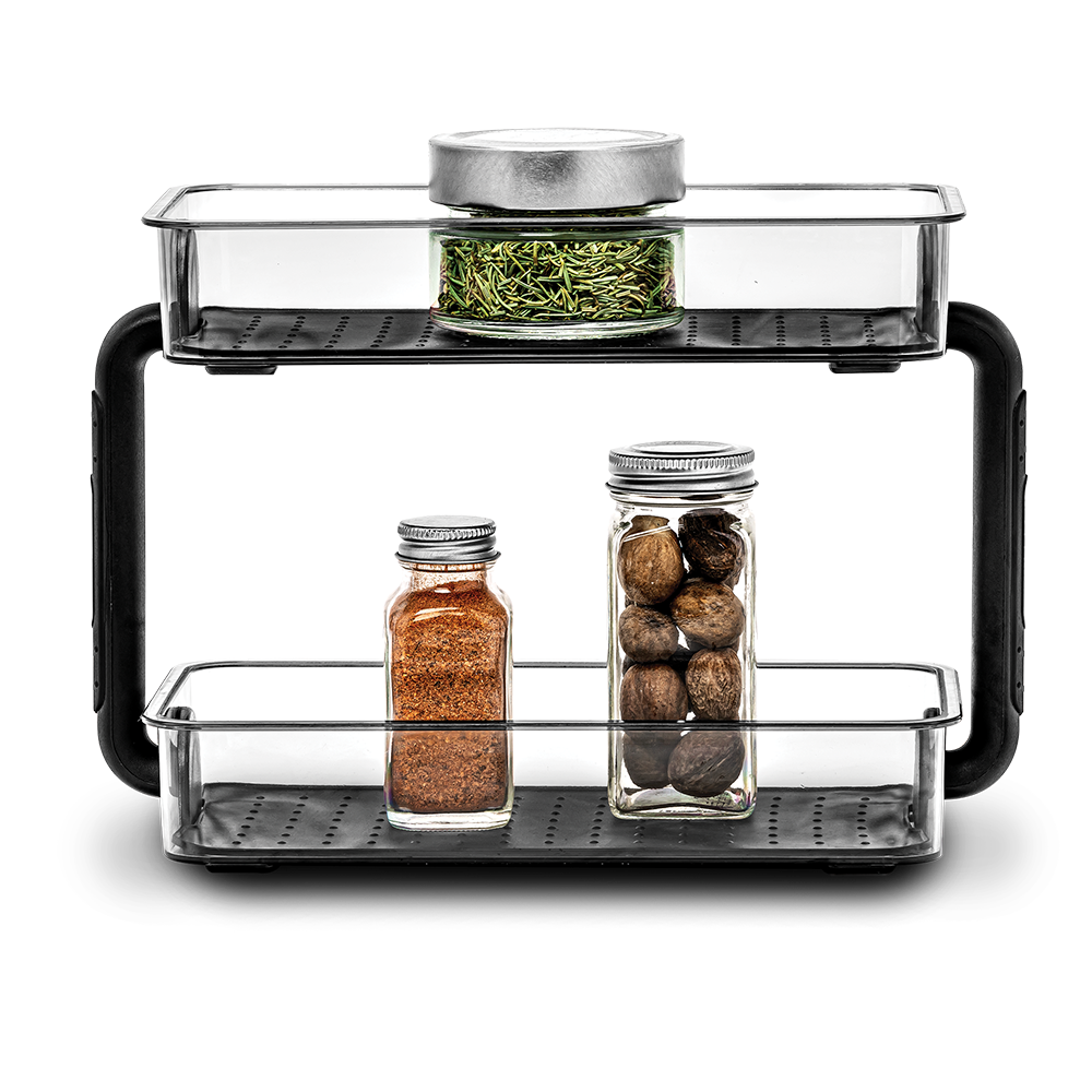 Madesmart Clear 2 Tier Spice Organiser 26.4 x 12.6 x 18.3cm - Carbon