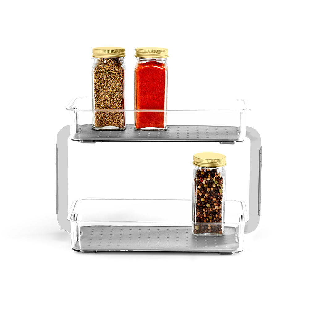 Madesmart Clear 2 Tier Spice Organiser 26.4 x 12.6 x 18.3cm - Grey