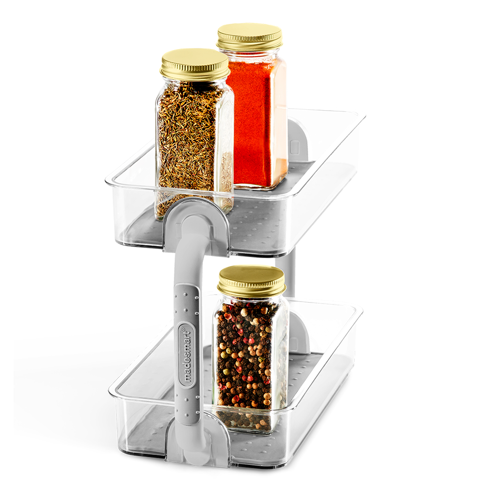 Madesmart Clear 2 Tier Spice Organiser 26.4 x 12.6 x 18.3cm - Grey
