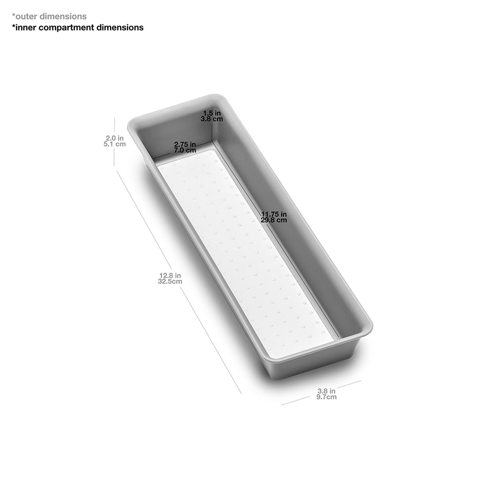 Madesmart Narrow Storage Bin 32.5 x 9.7 x 5.1cm - Soft Grey