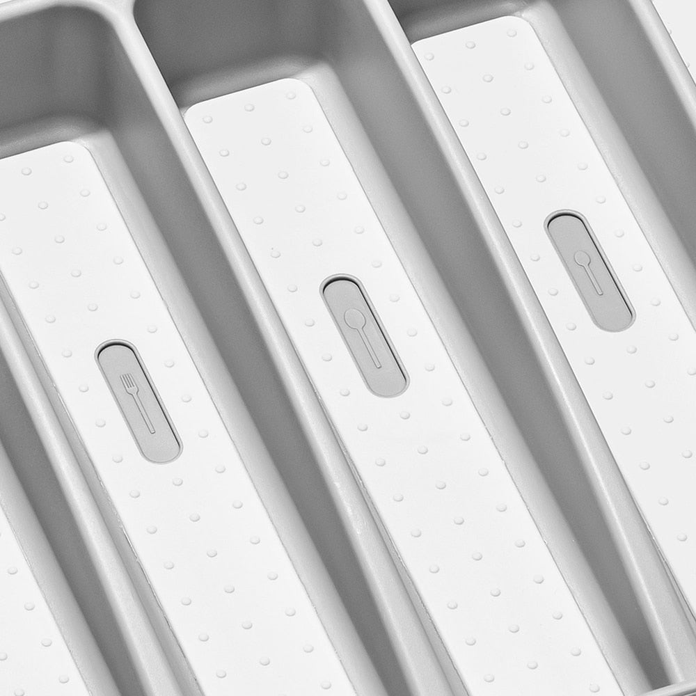 Madesmart 6 Compartment Cutlery Tray 39 x 32.6 x 5cm - Soft Grey