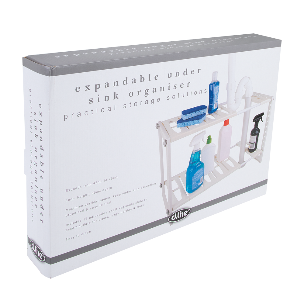 D.Line Expandable Under Sink Organiser - White