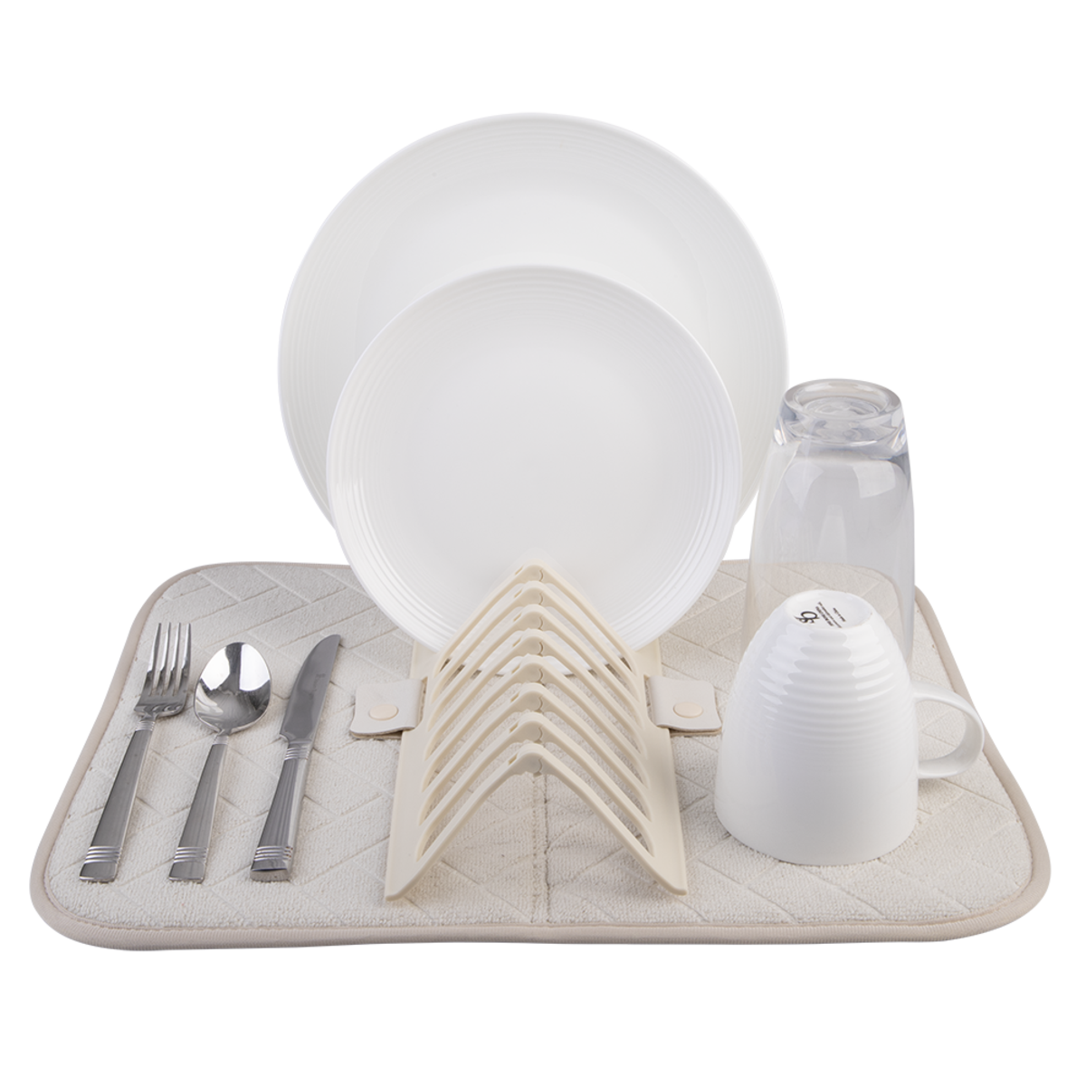 D.Line Pop-Up Drying Mat with Rack 46 cm x 35.5 cm Almond Milk