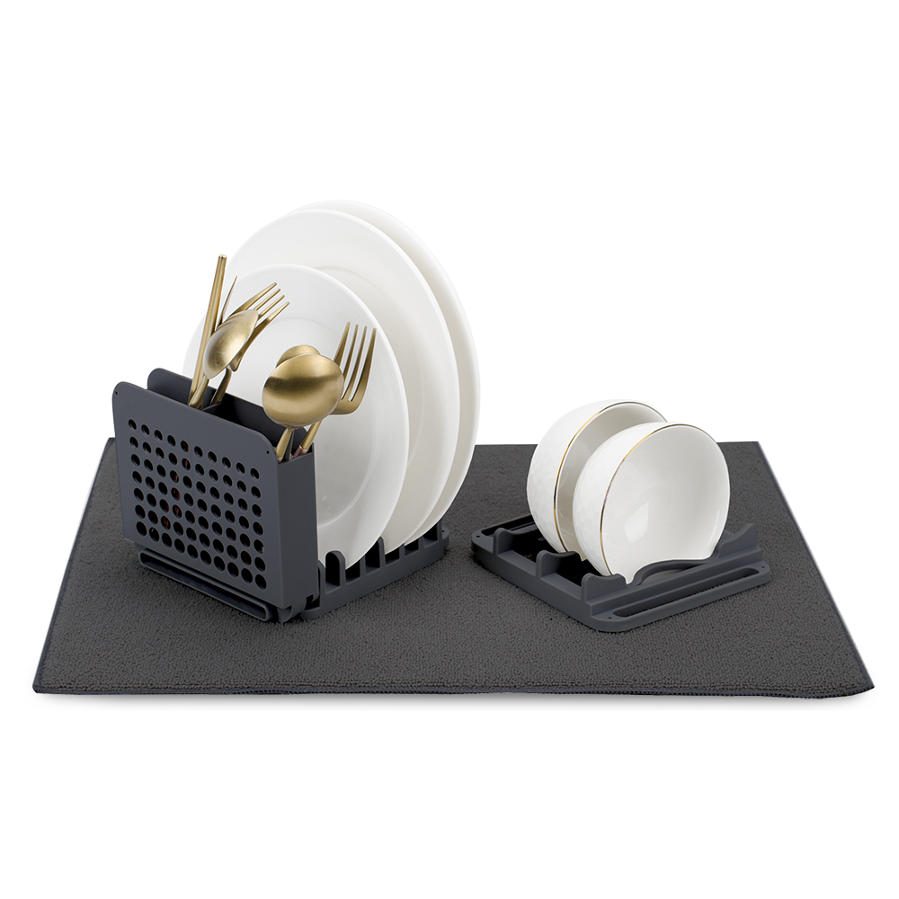 D.Line Dish Drying Mat with 3 Section Rack 51cm x 39cm