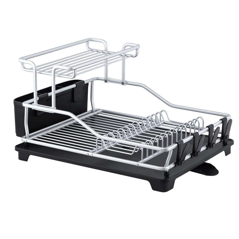 D.Line "Pinnacle" Aluminium 2-Tier Dish Rack W/ Draining Board