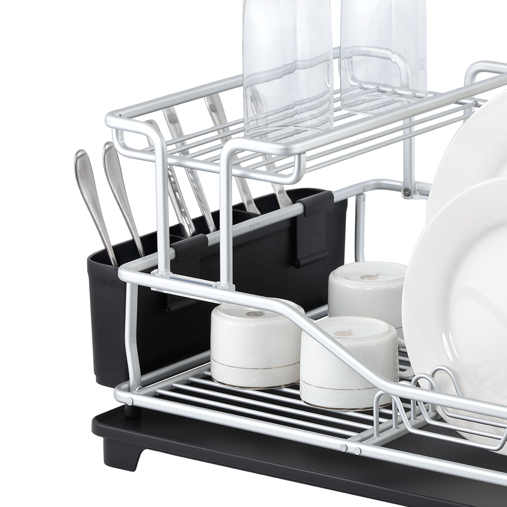 D.Line "Pinnacle" Aluminium 2-Tier Dish Rack W/ Draining Board