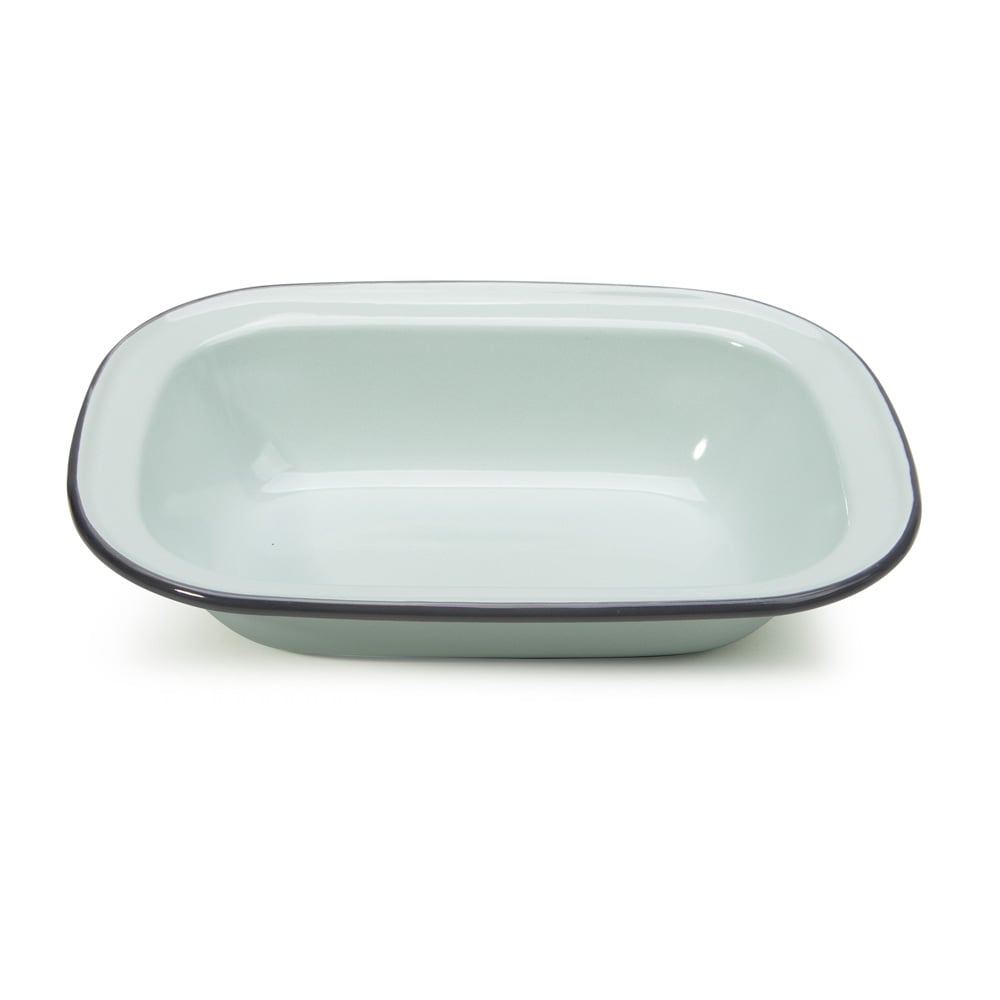 Falcon Enamel Oblong Pie Dish 20cm - Duck Egg Blue with Grey Rim