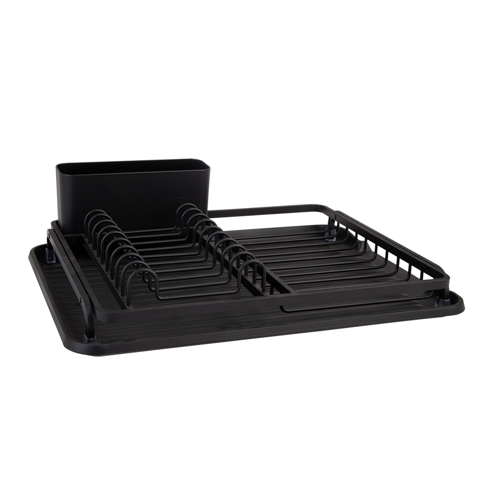D.Line Aluminium Dish Rack W/ Draining Board - Black