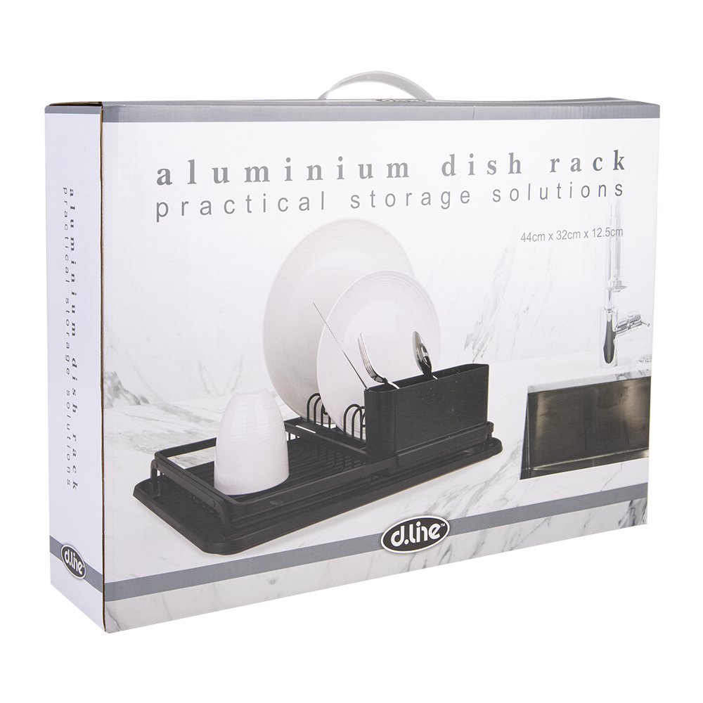 D.Line Aluminium Dish Rack W/ Draining Board - Black