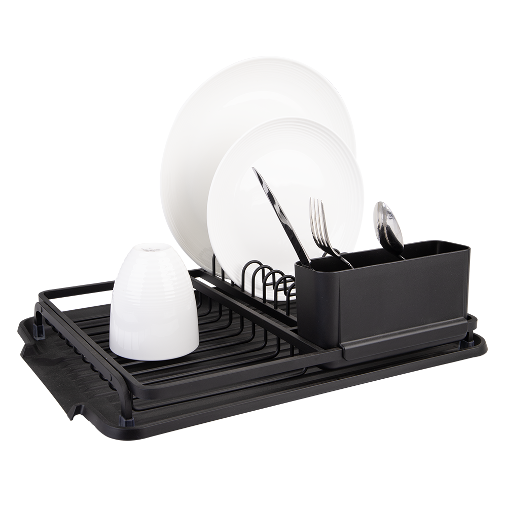 D.Line Aluminium Dish Rack W/ Draining Board - Black