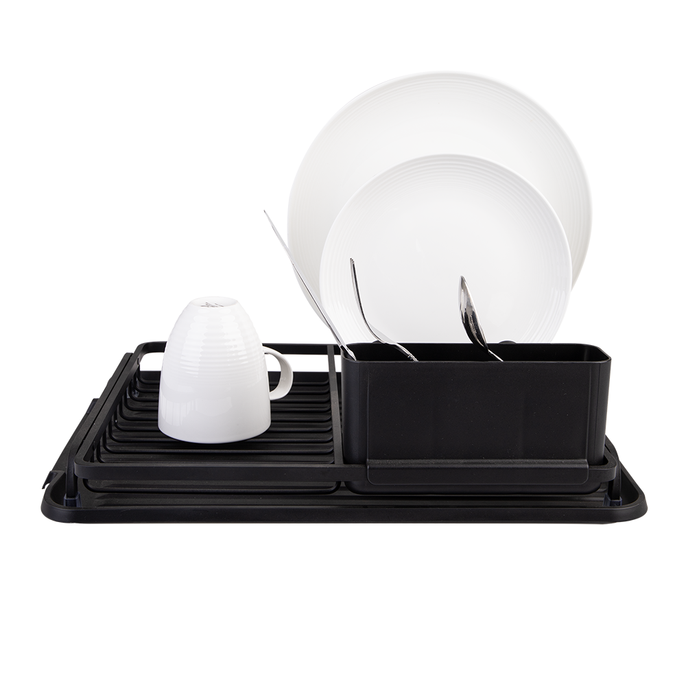 D.Line Aluminium Dish Rack W/ Draining Board - Black
