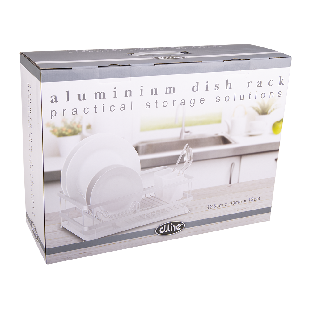 D.Line Aluminium Dish Rack W/ Draining Board - White