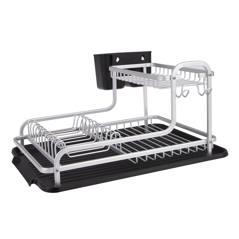 D.Line Aluminium 2-Tier Dish Rack W/ Draining Board