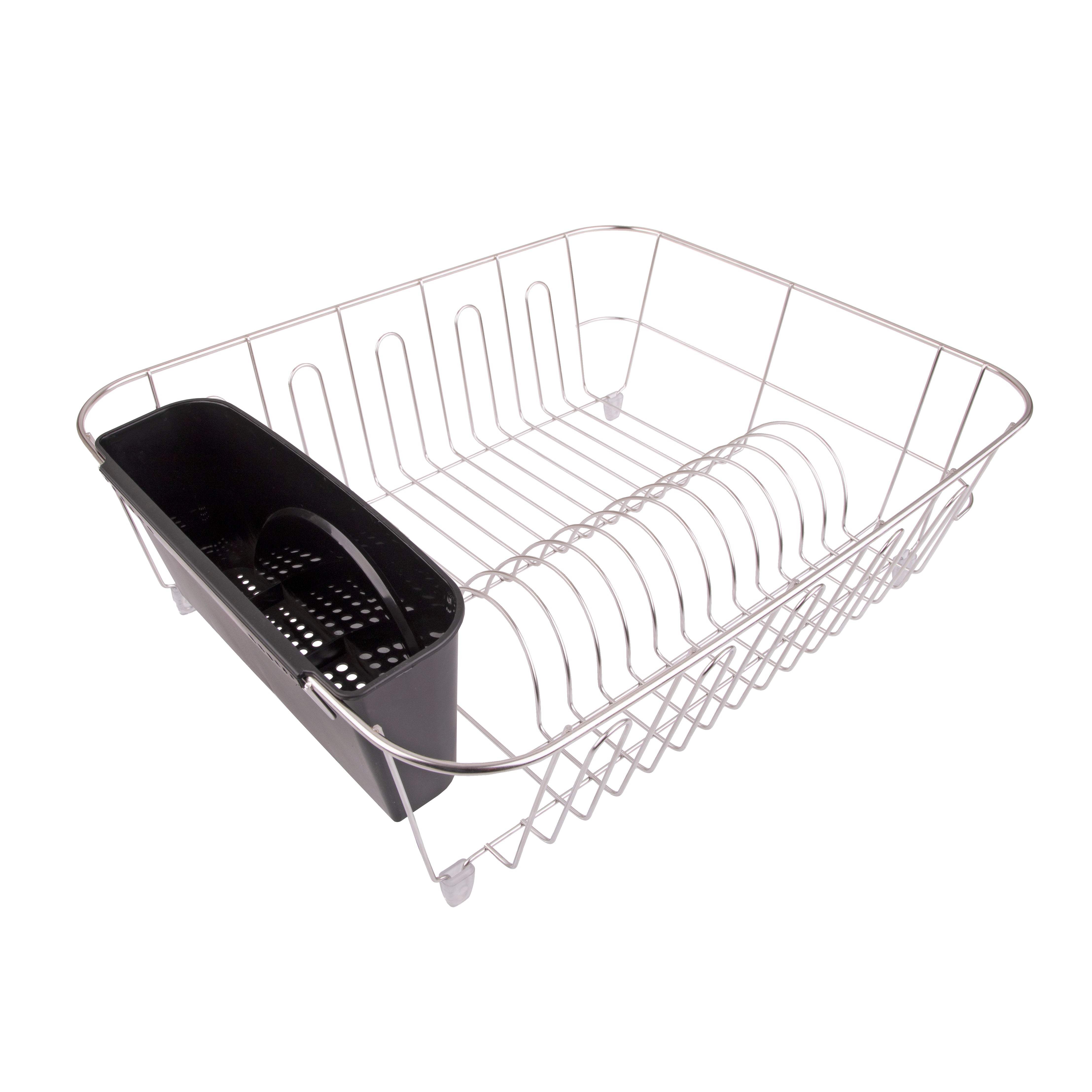 D.Line Large Stainless Steel Dish Drainer with Black Caddy