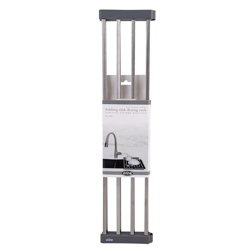 D.Line Stainless Steel Folding Sink Drying Rack 51 X 24cm - Grey